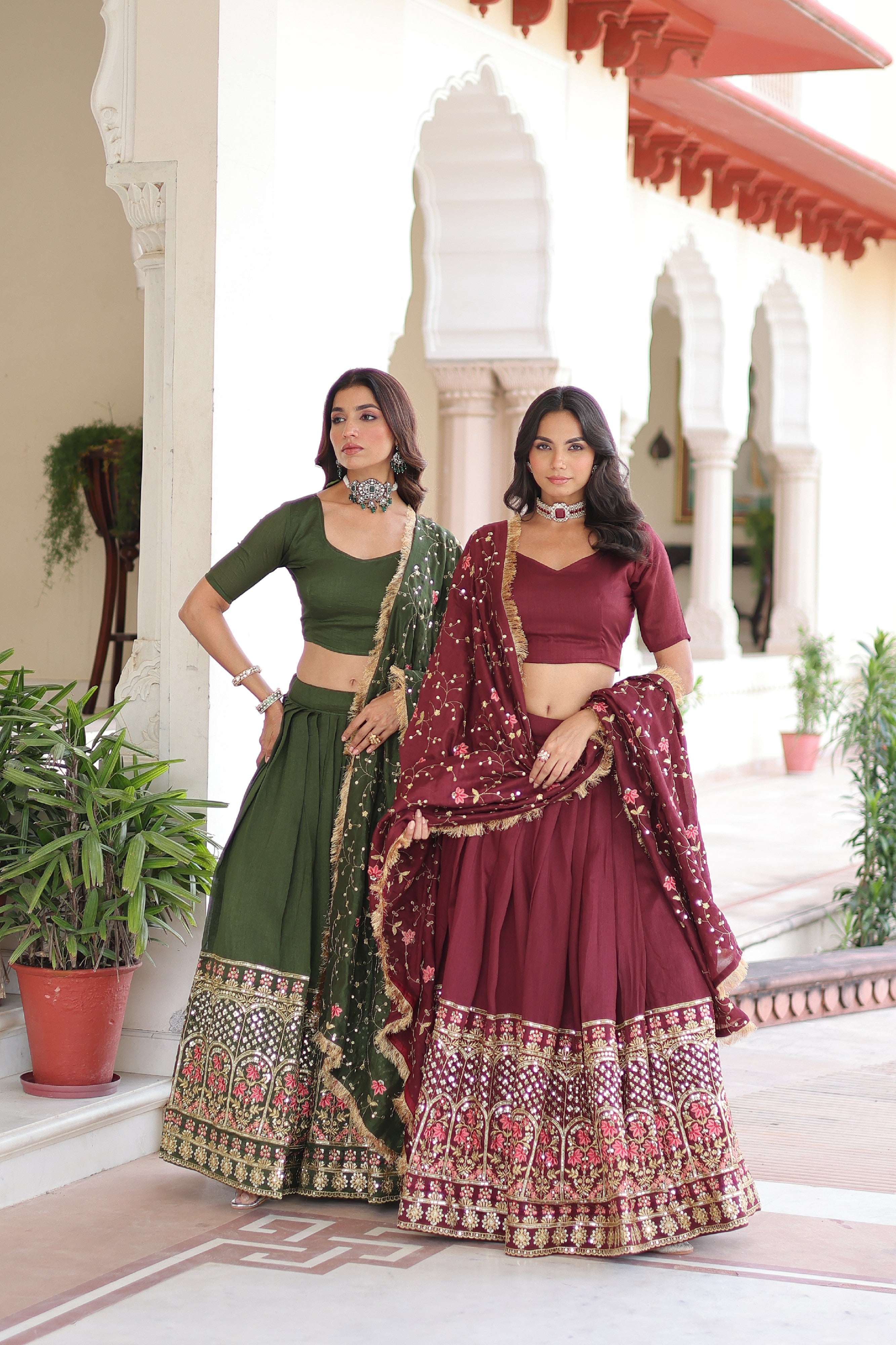 Silk Heavy Sequins Embroidered Festive Lehenga Choli