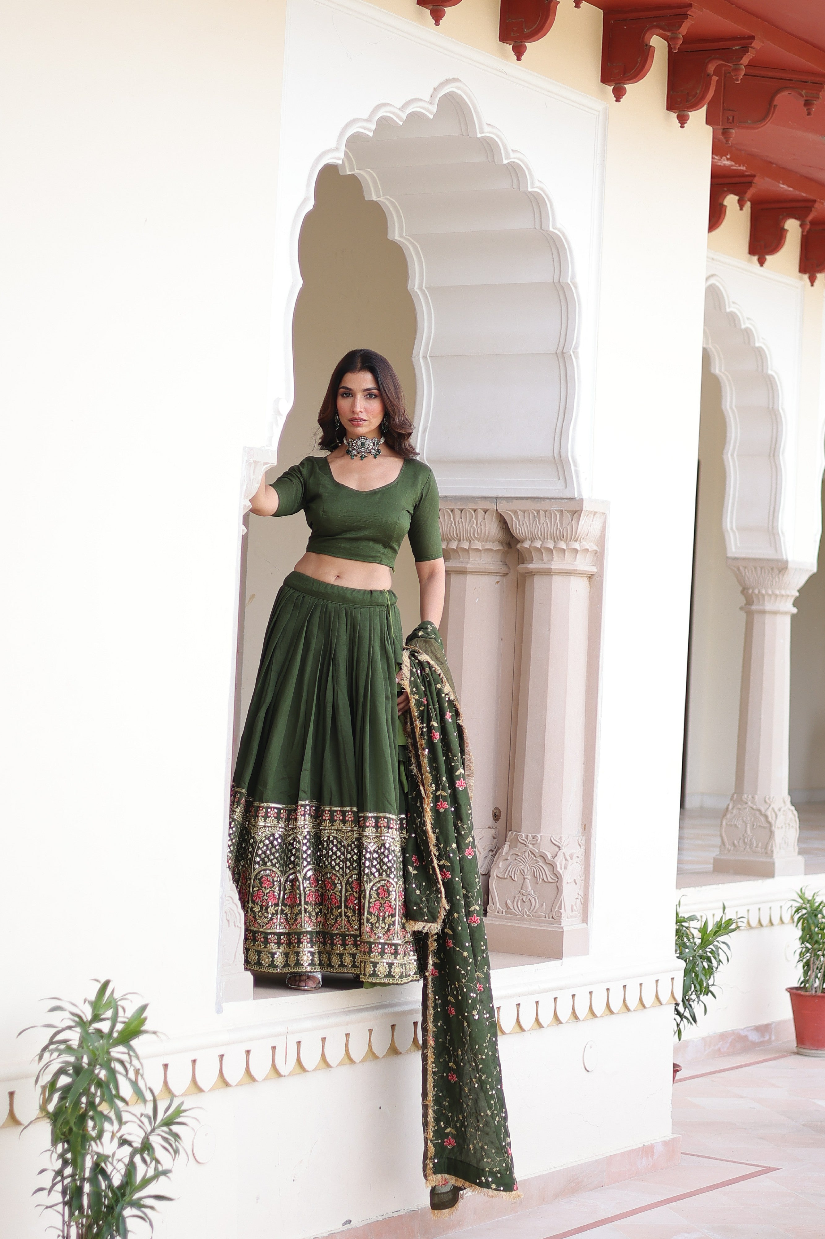Silk Heavy Sequins Embroidered Festive Lehenga Choli