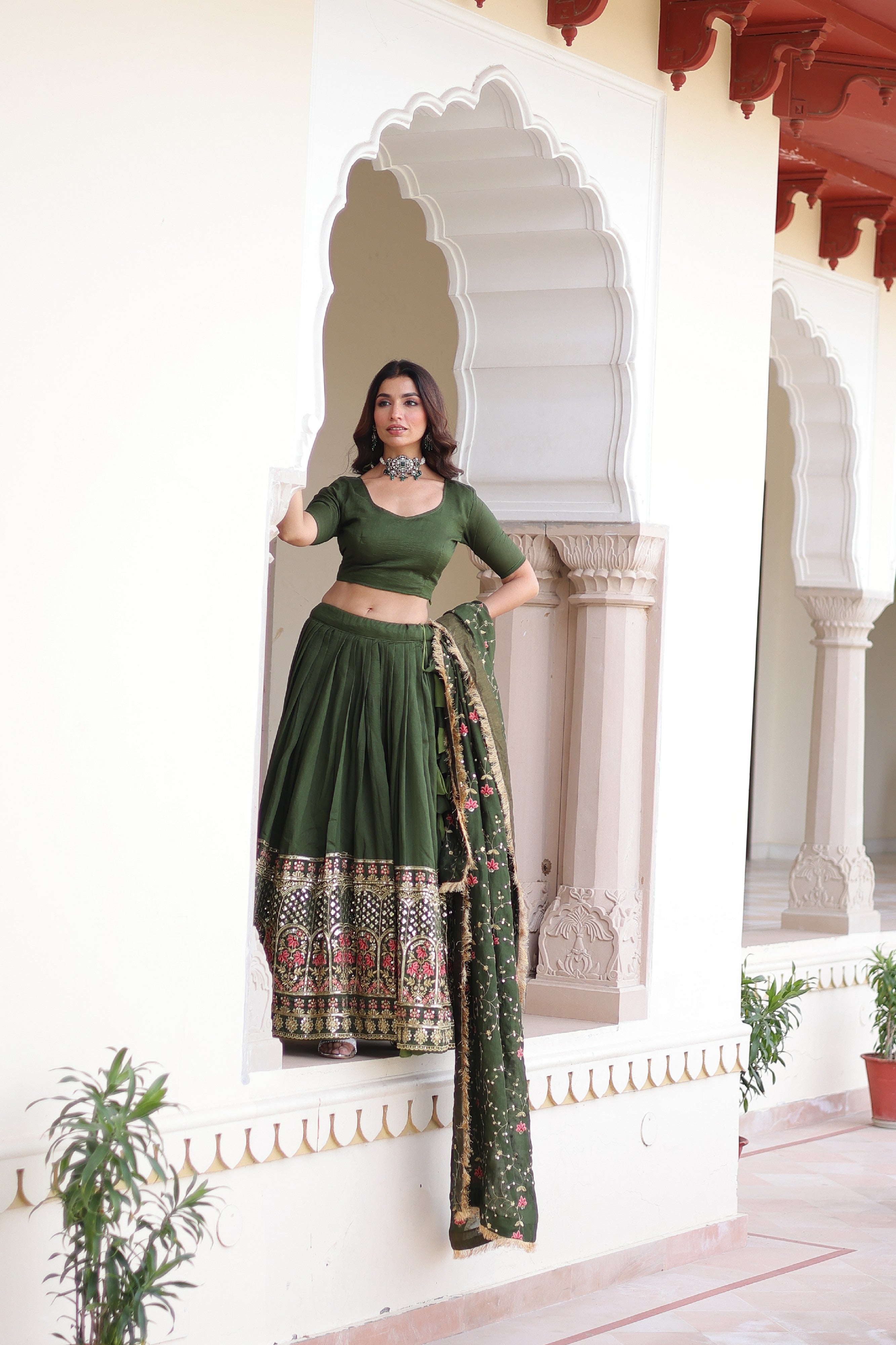 Silk Heavy Sequins Embroidered Festive Lehenga Choli