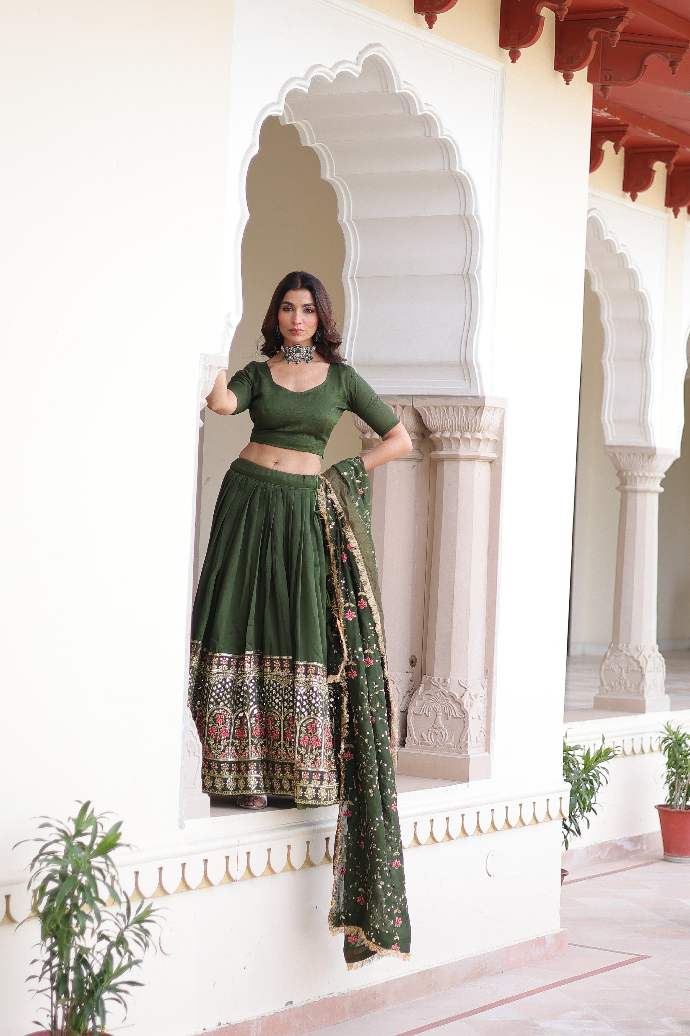 Silk Heavy Sequins Embroidered Festive Lehenga Choli