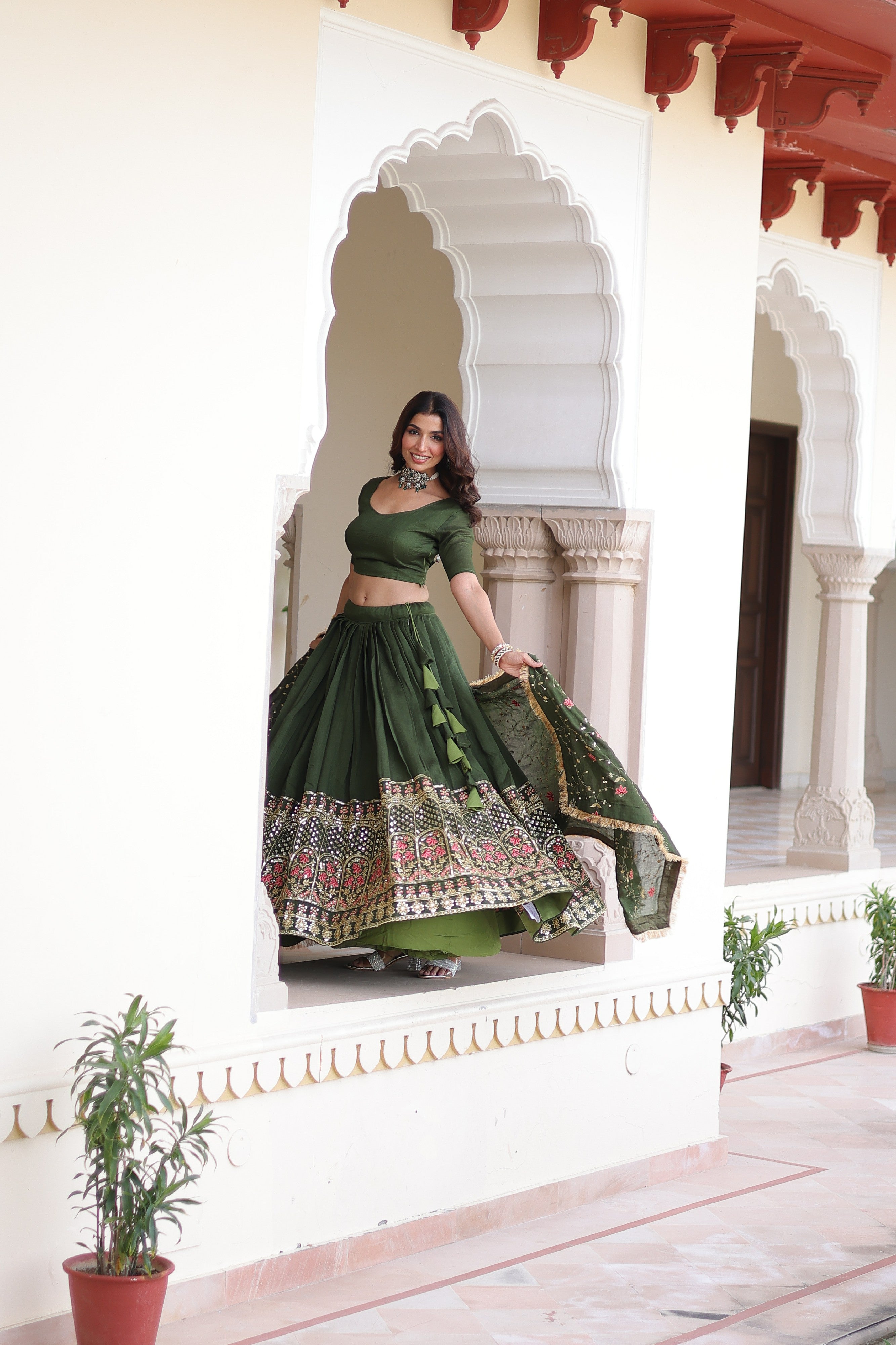Silk Heavy Sequins Embroidered Festive Lehenga Choli