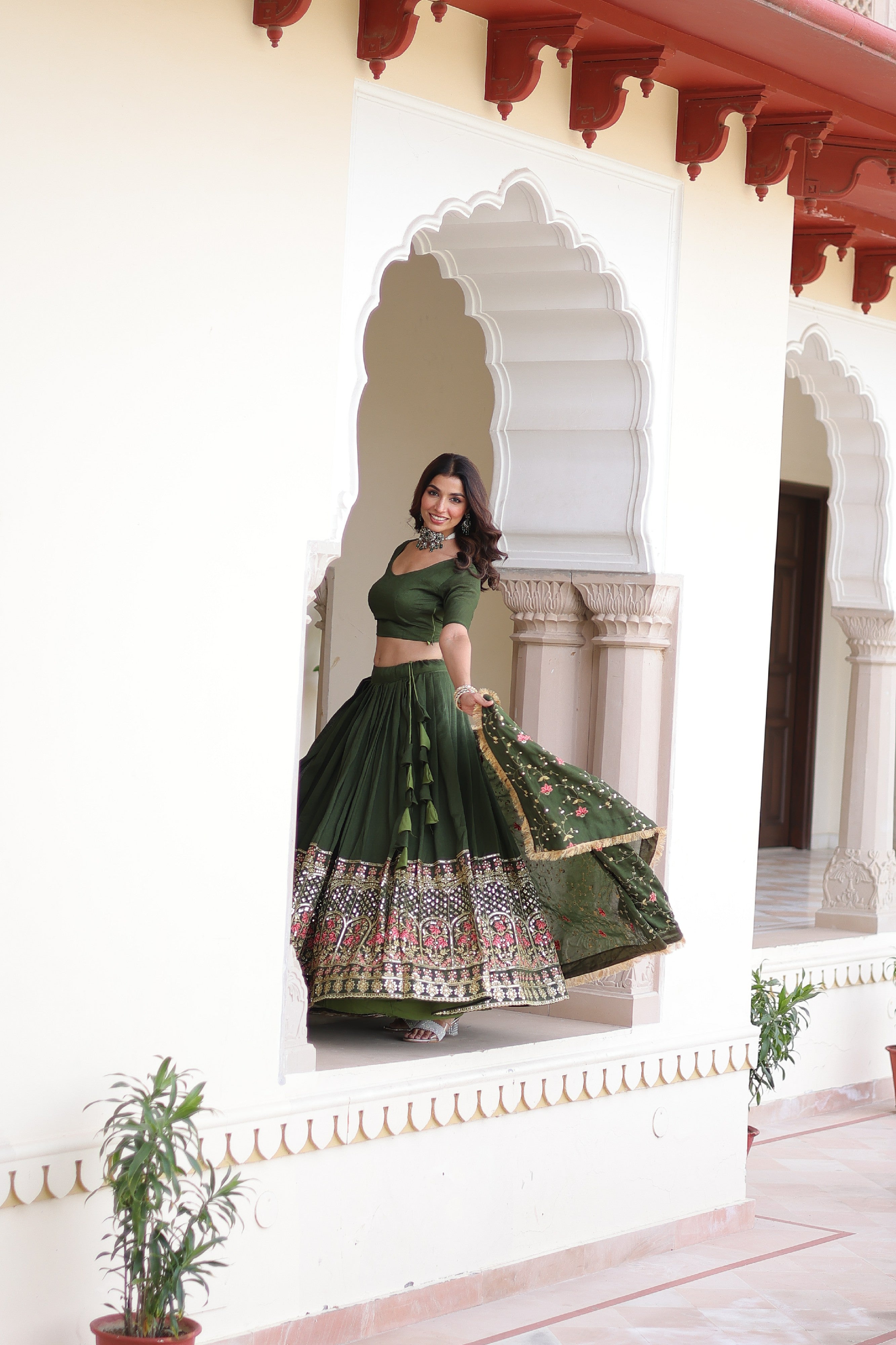 Silk Heavy Sequins Embroidered Festive Lehenga Choli