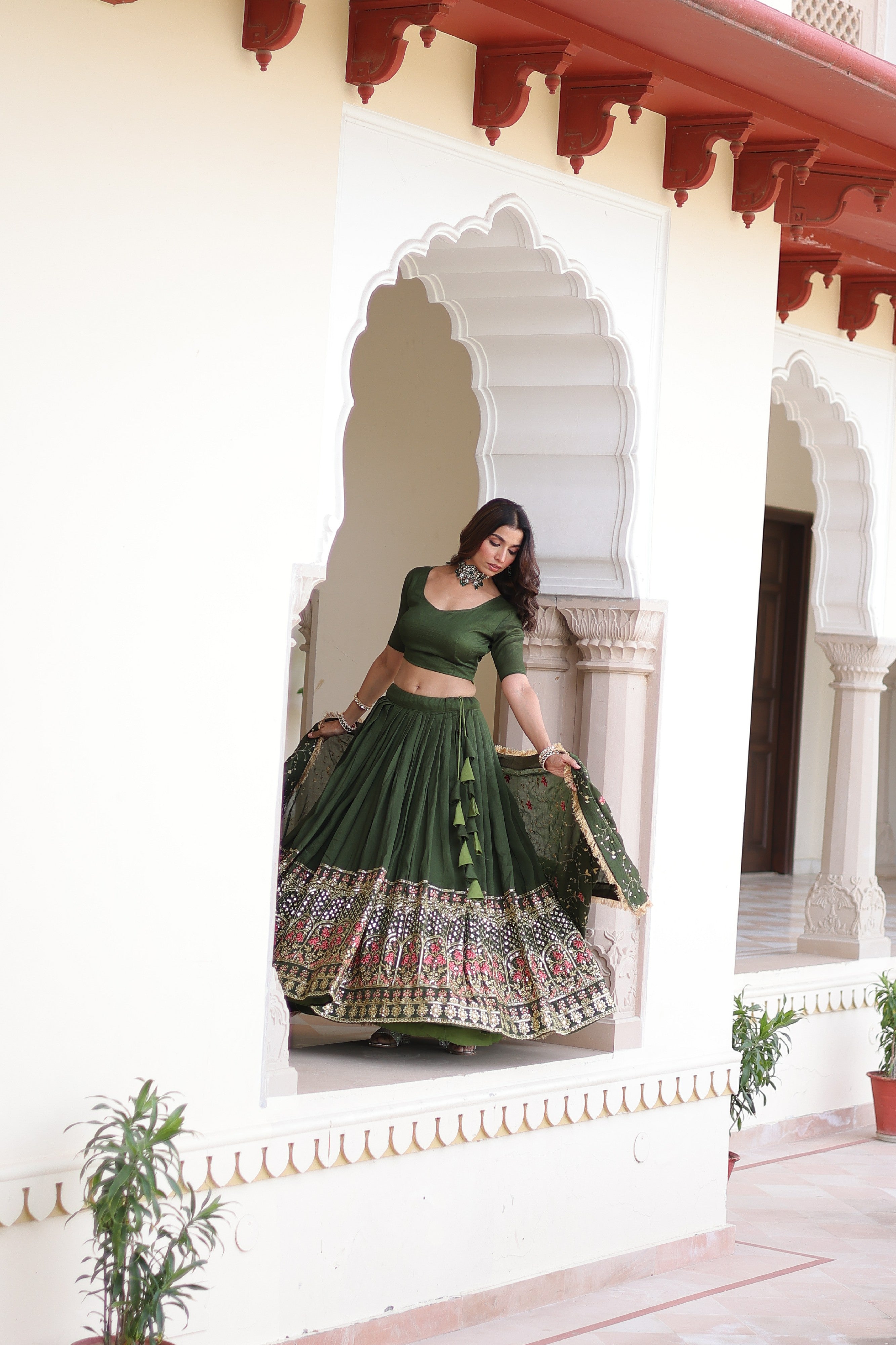 Silk Heavy Sequins Embroidered Festive Lehenga Choli