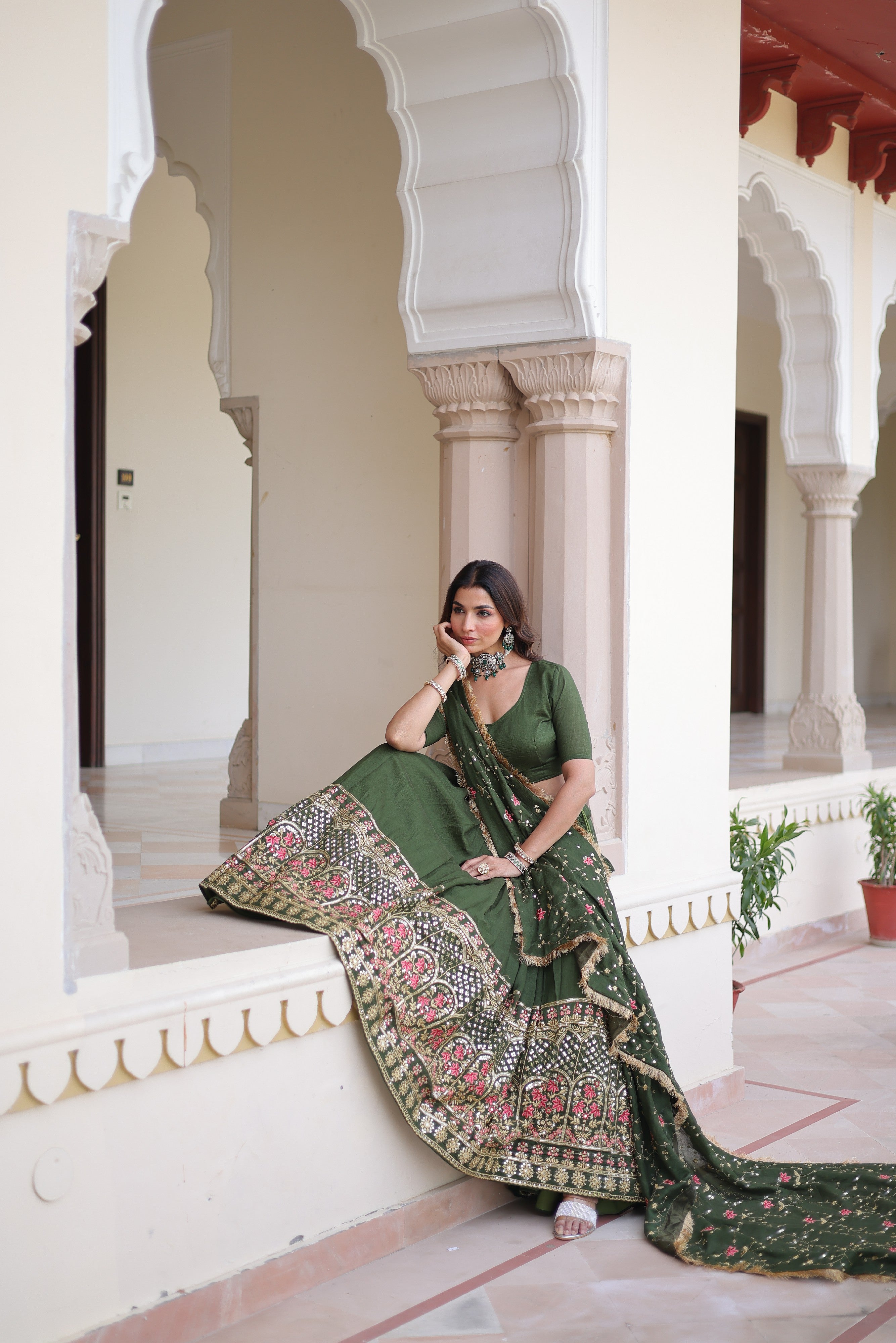 Silk Heavy Sequins Embroidered Festive Lehenga Choli
