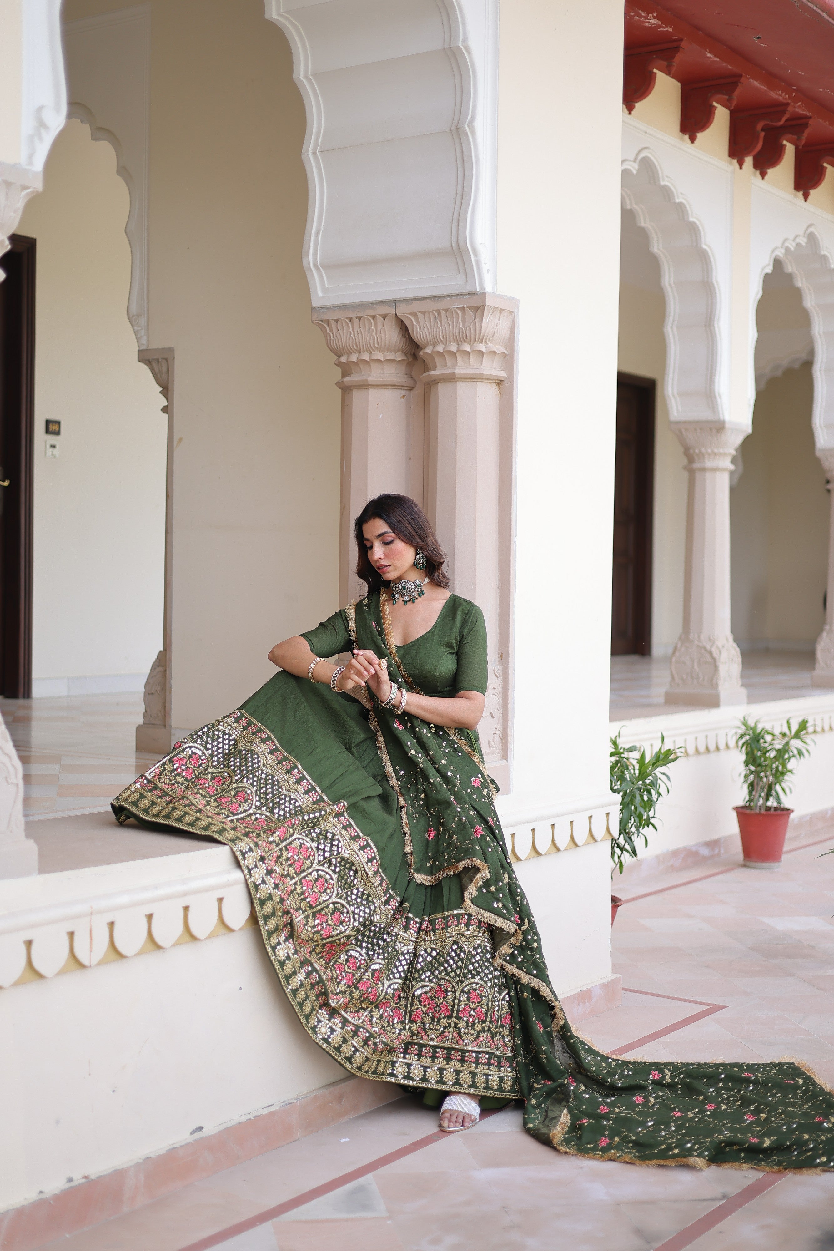 Silk Heavy Sequins Embroidered Festive Lehenga Choli