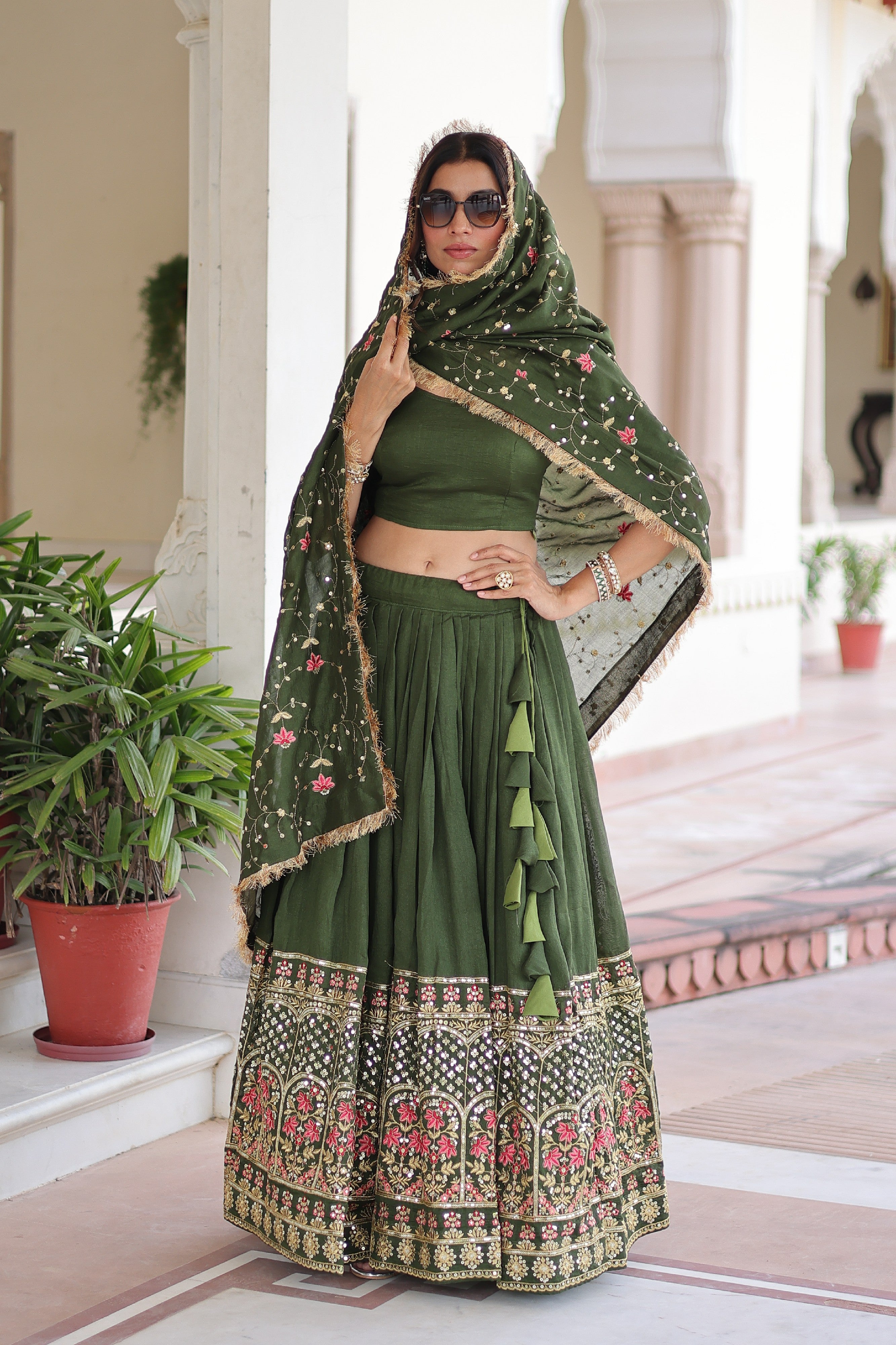 Silk Heavy Sequins Embroidered Festive Lehenga Choli