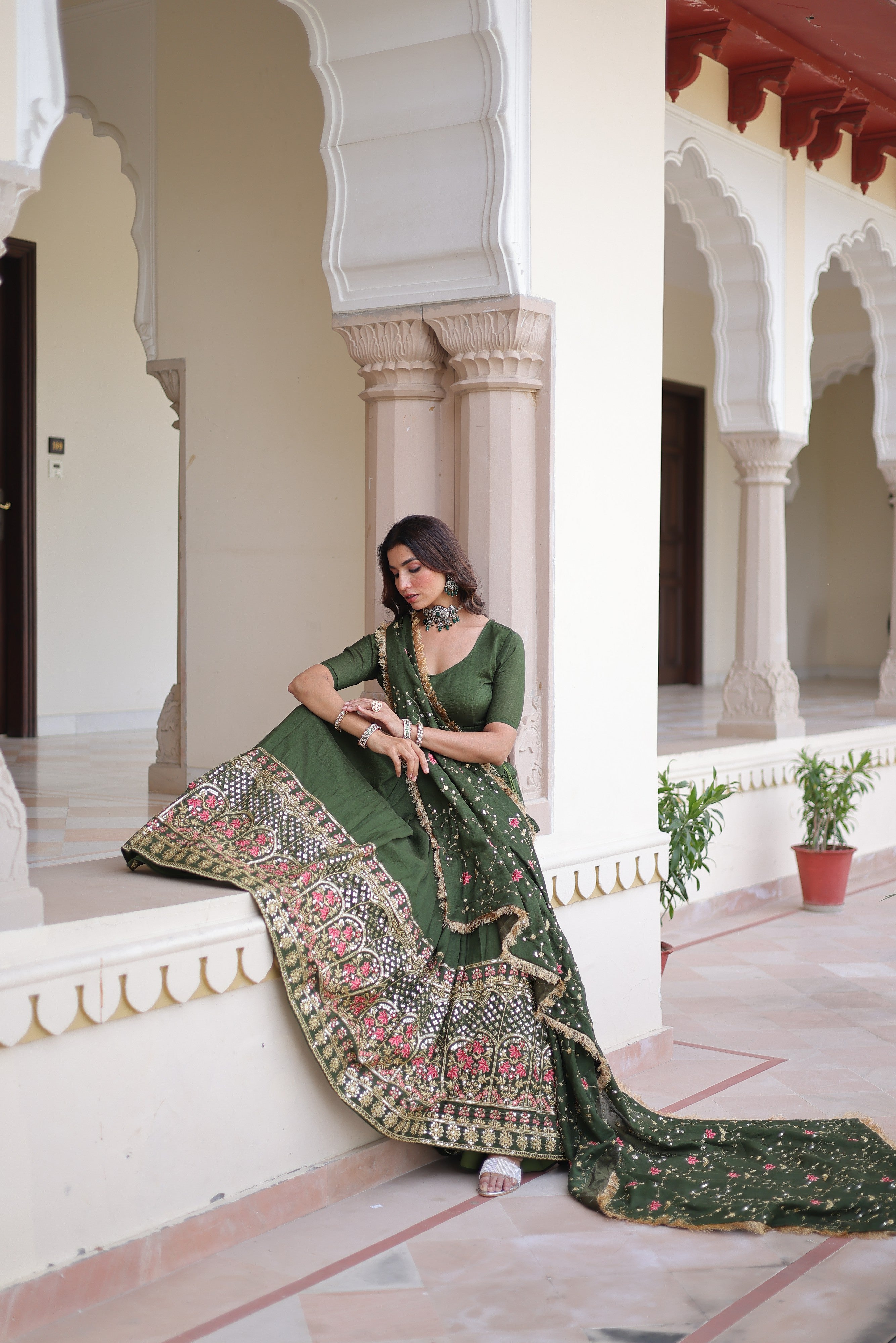 Silk Heavy Sequins Embroidered Festive Lehenga Choli