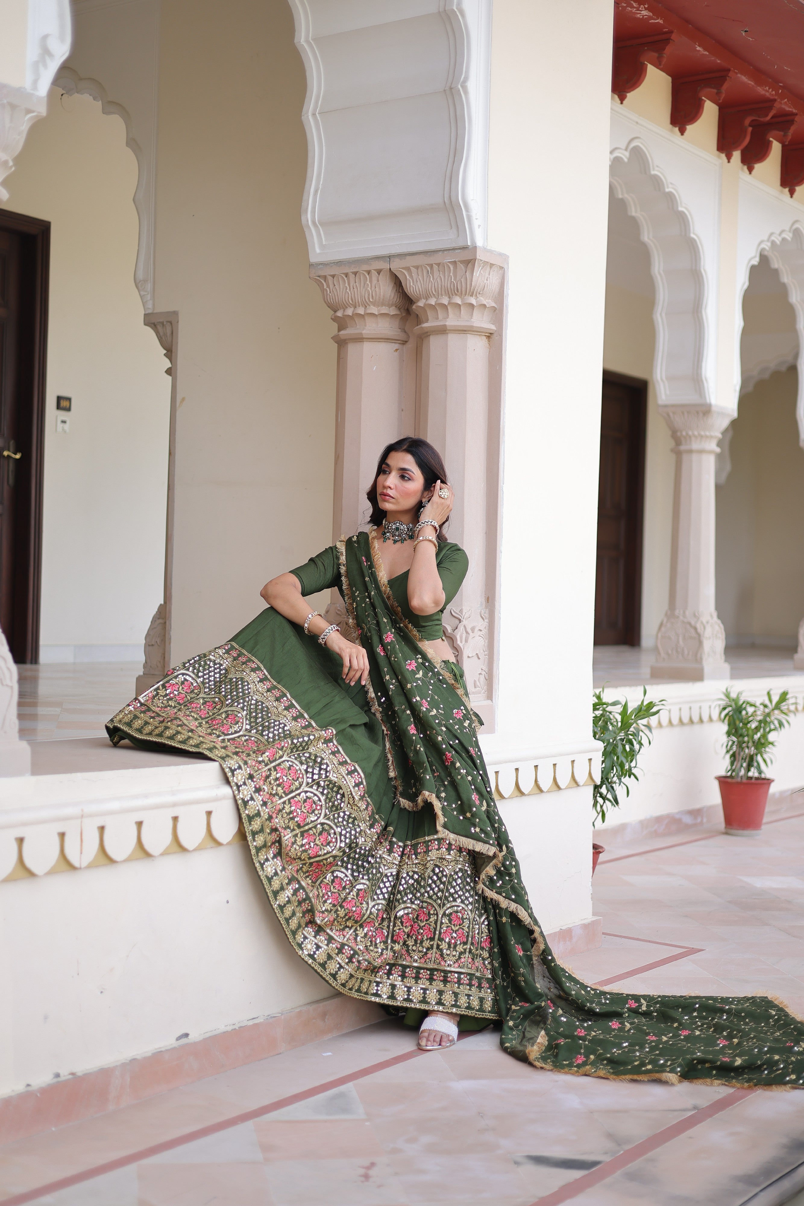 Silk Heavy Sequins Embroidered Festive Lehenga Choli