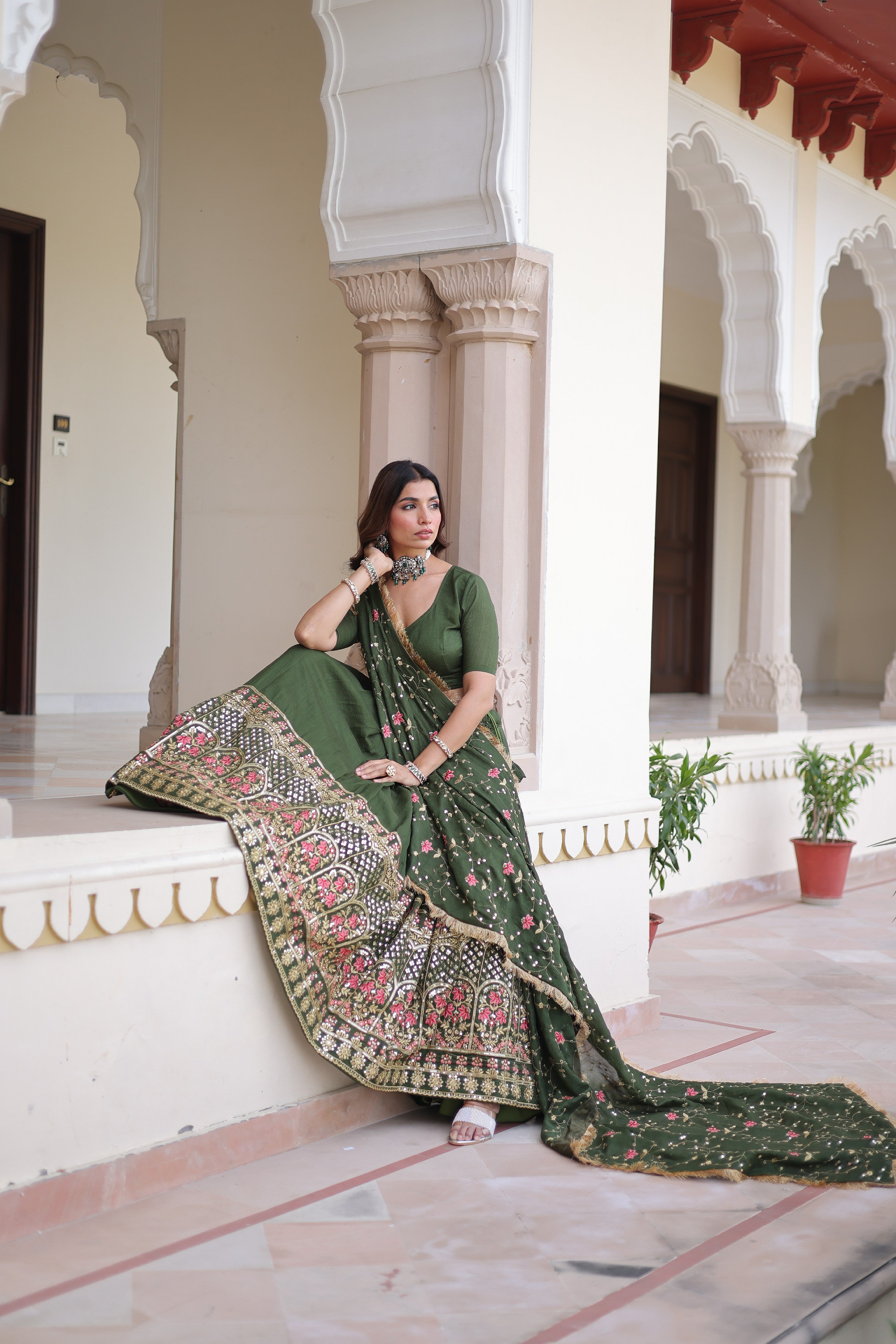 Silk Heavy Sequins Embroidered Festive Lehenga Choli