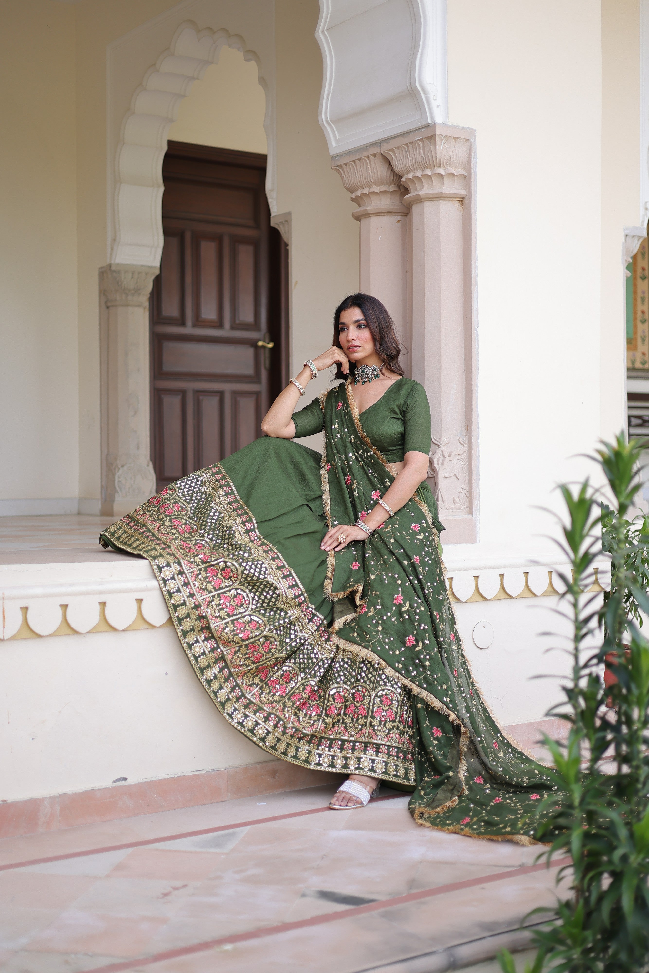 Silk Heavy Sequins Embroidered Festive Lehenga Choli