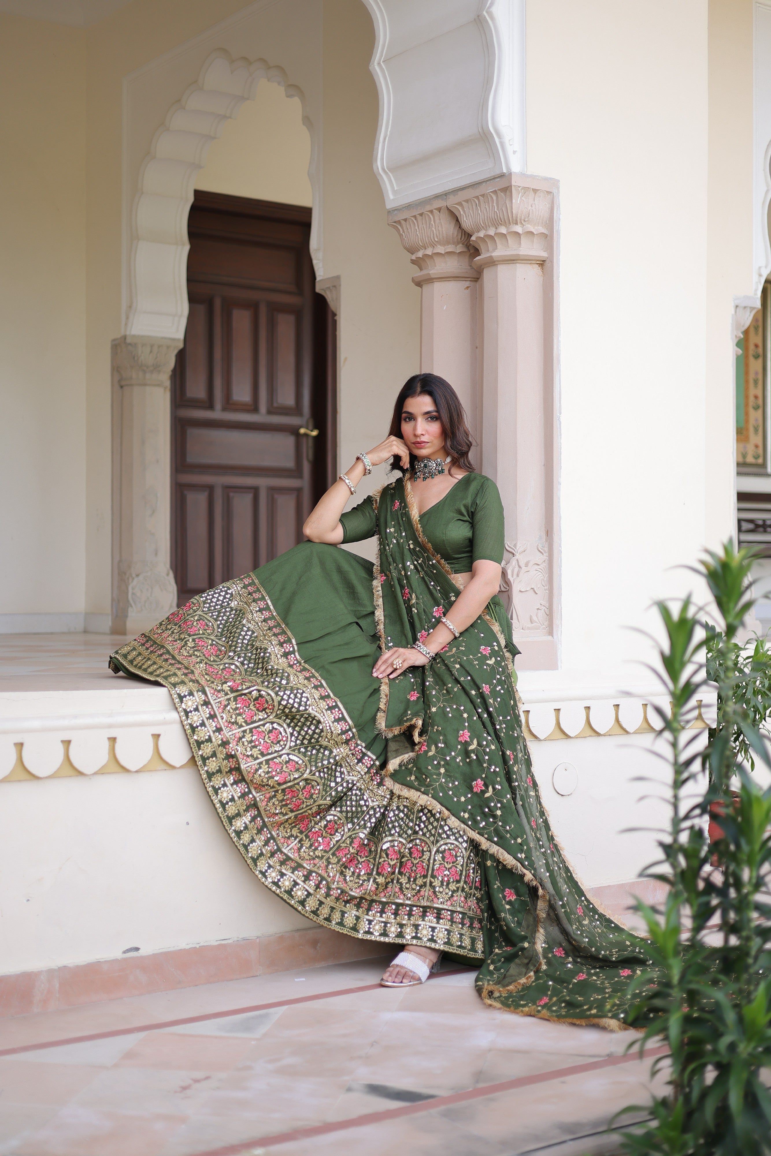 Silk Heavy Sequins Embroidered Festive Lehenga Choli