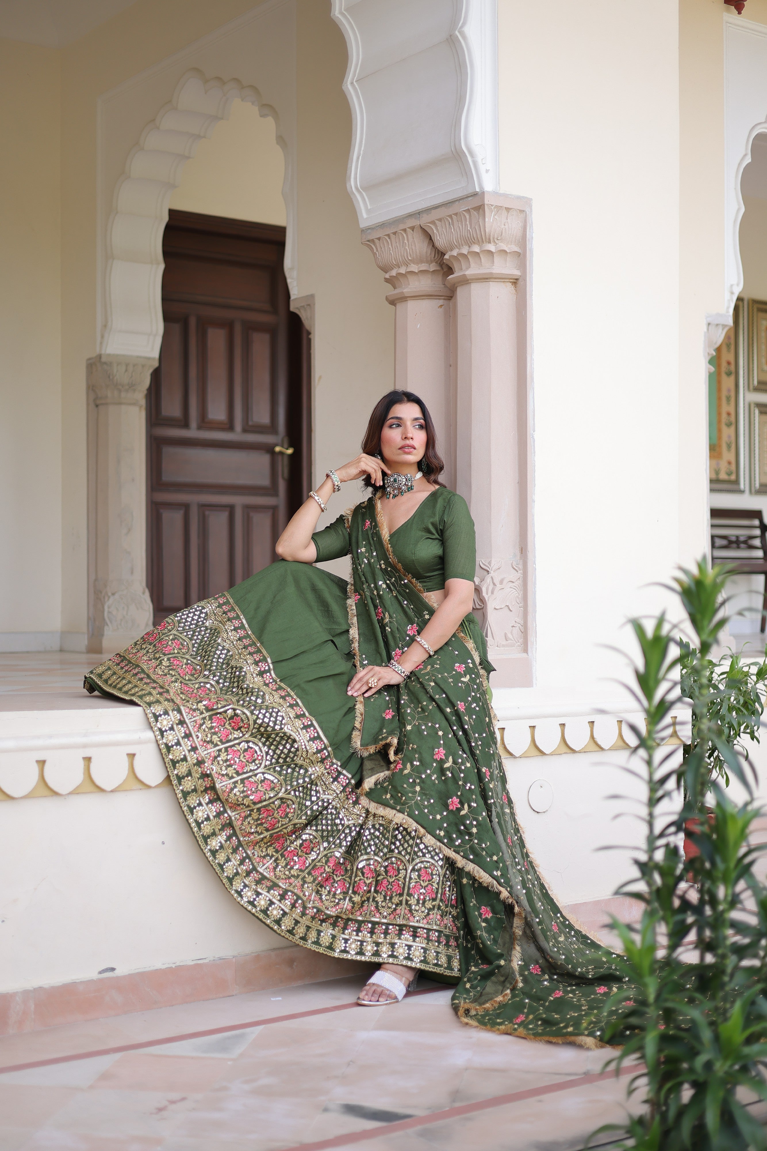 Silk Heavy Sequins Embroidered Festive Lehenga Choli