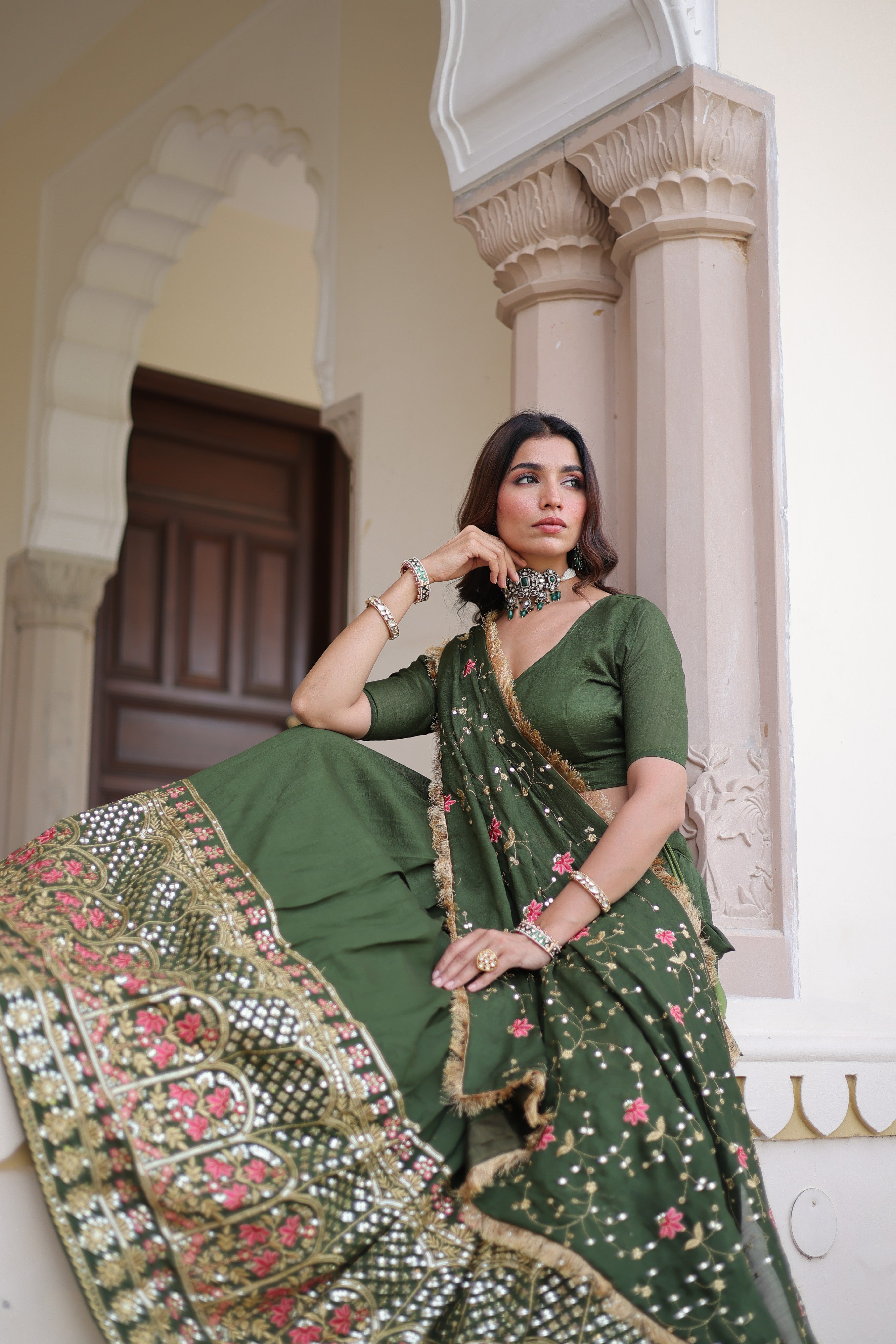 Silk Heavy Sequins Embroidered Festive Lehenga Choli