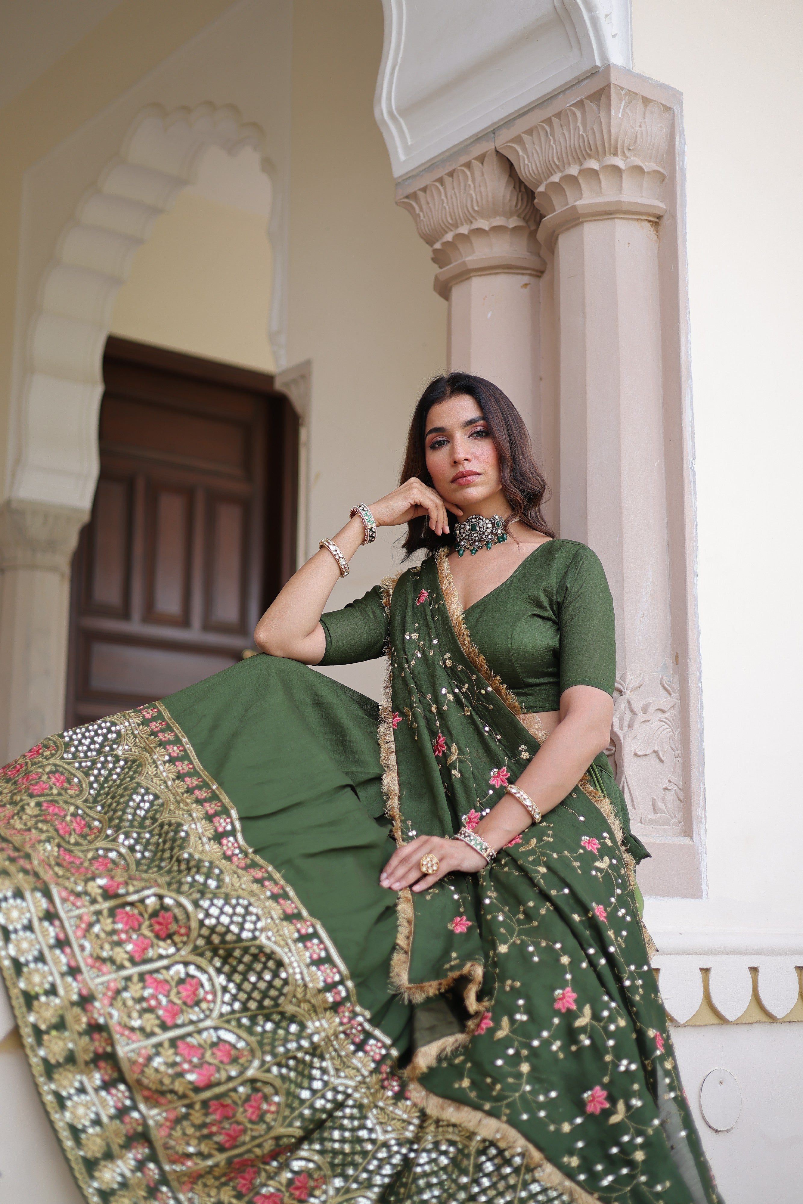 Silk Heavy Sequins Embroidered Festive Lehenga Choli