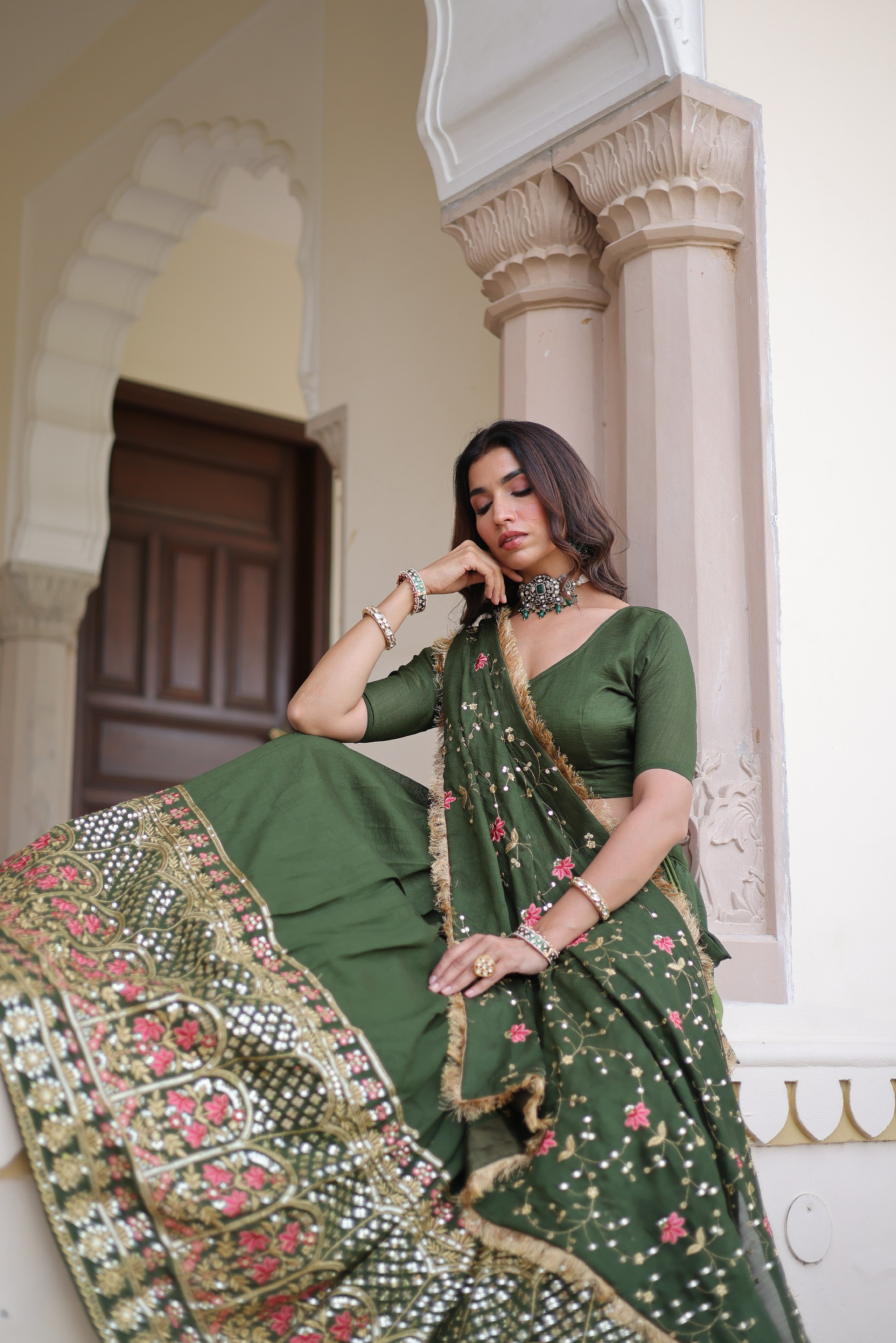 Silk Heavy Sequins Embroidered Festive Lehenga Choli