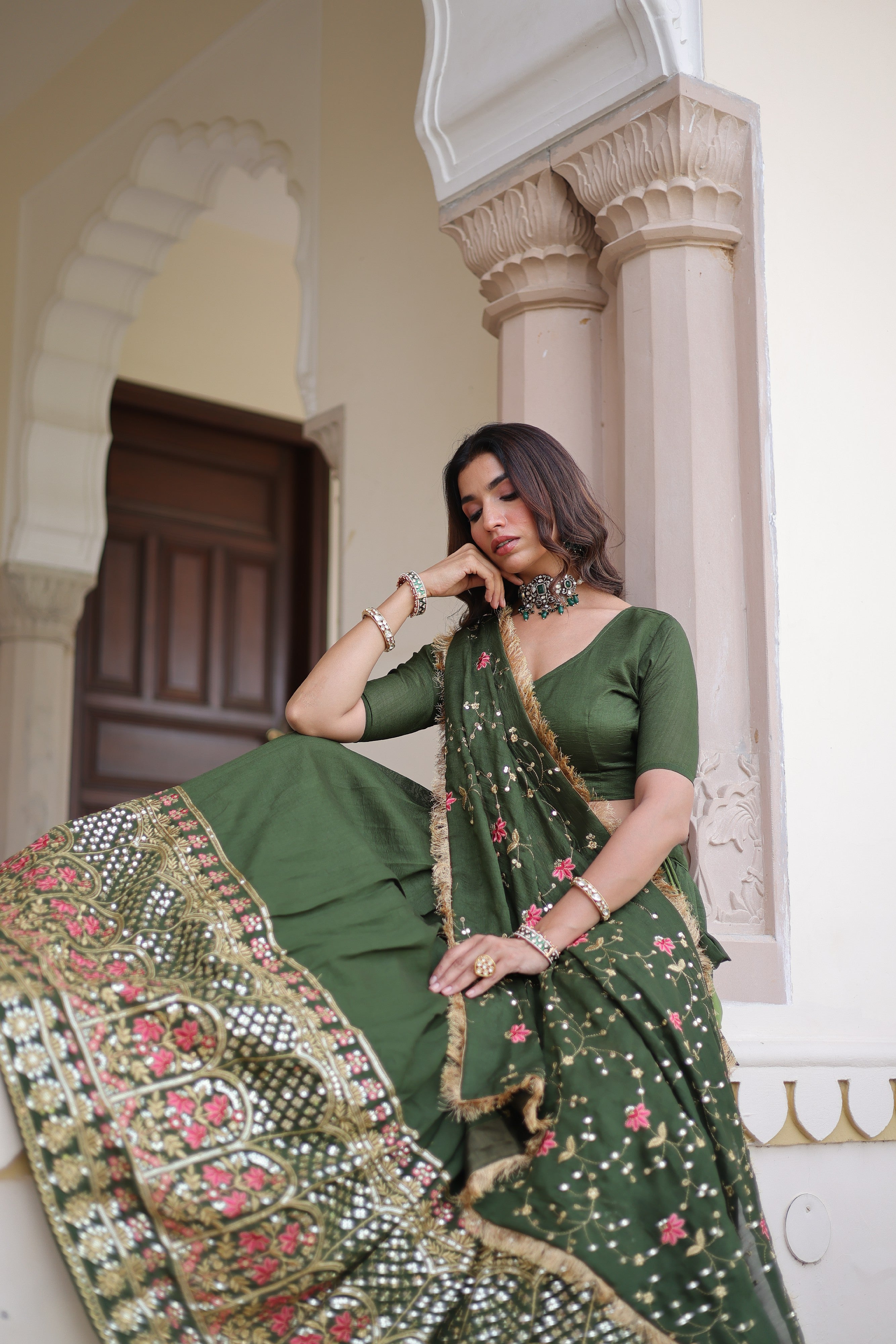Silk Heavy Sequins Embroidered Festive Lehenga Choli