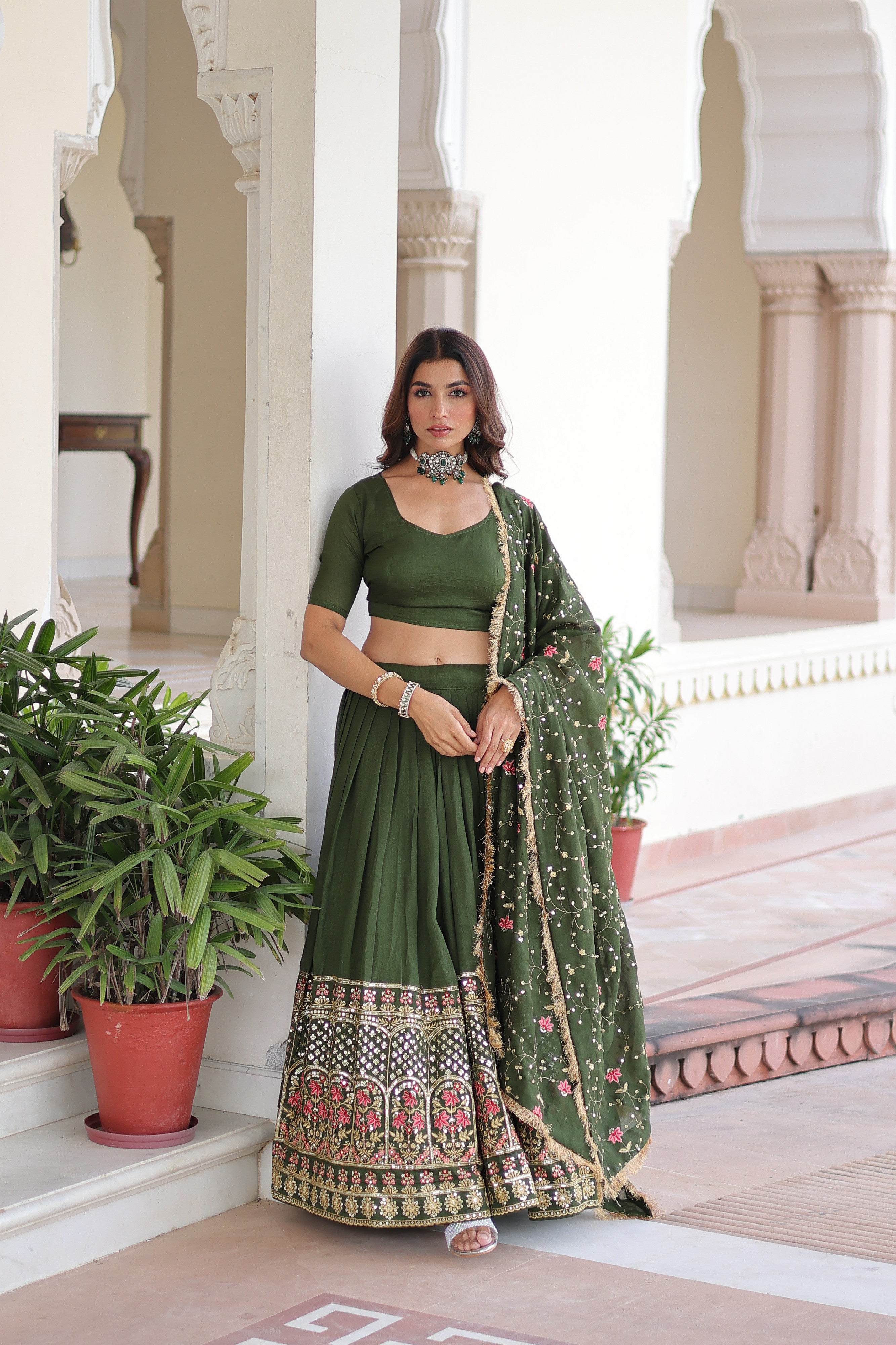 Silk Heavy Sequins Embroidered Festive Lehenga Choli