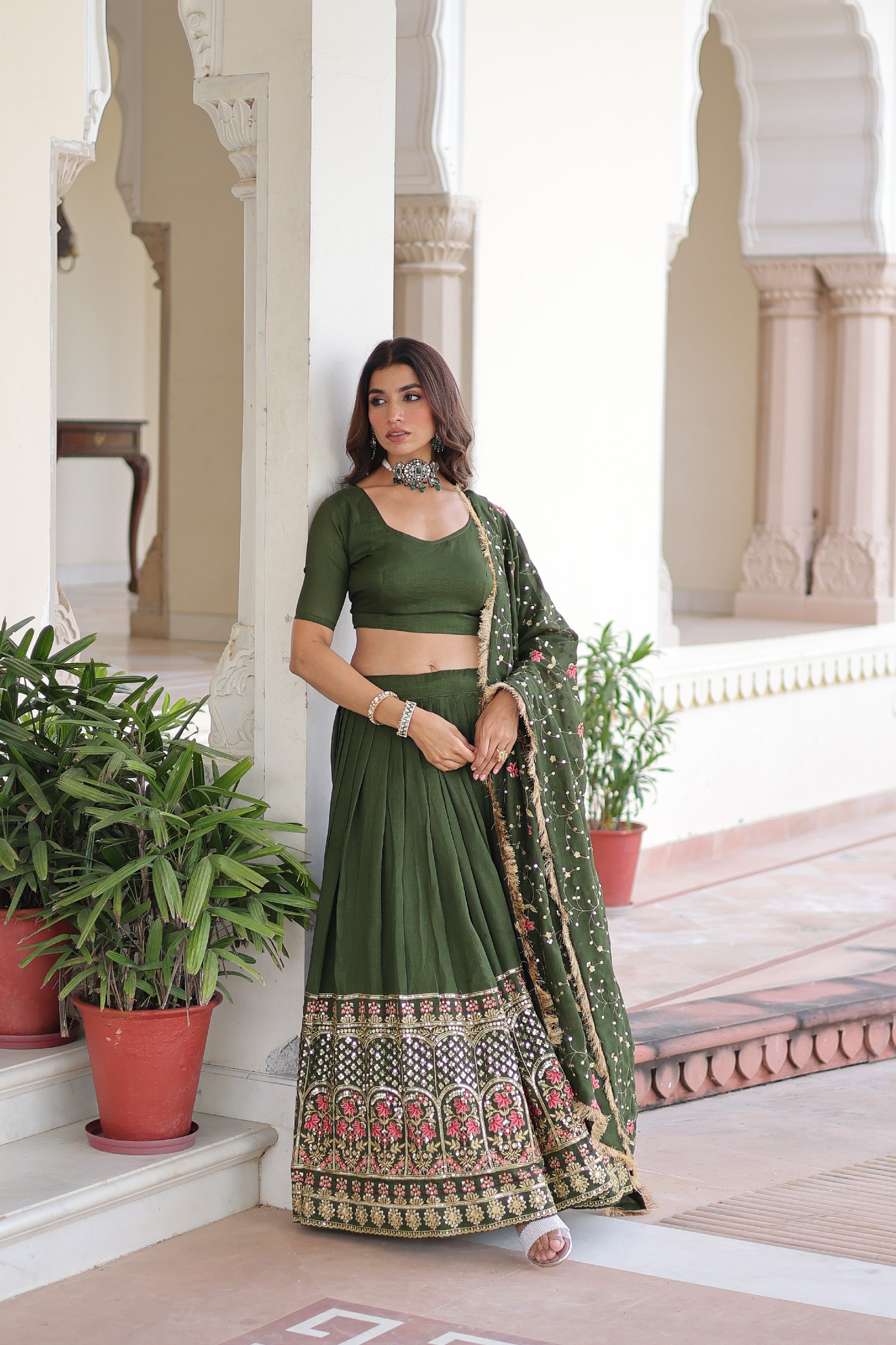 Silk Heavy Sequins Embroidered Festive Lehenga Choli