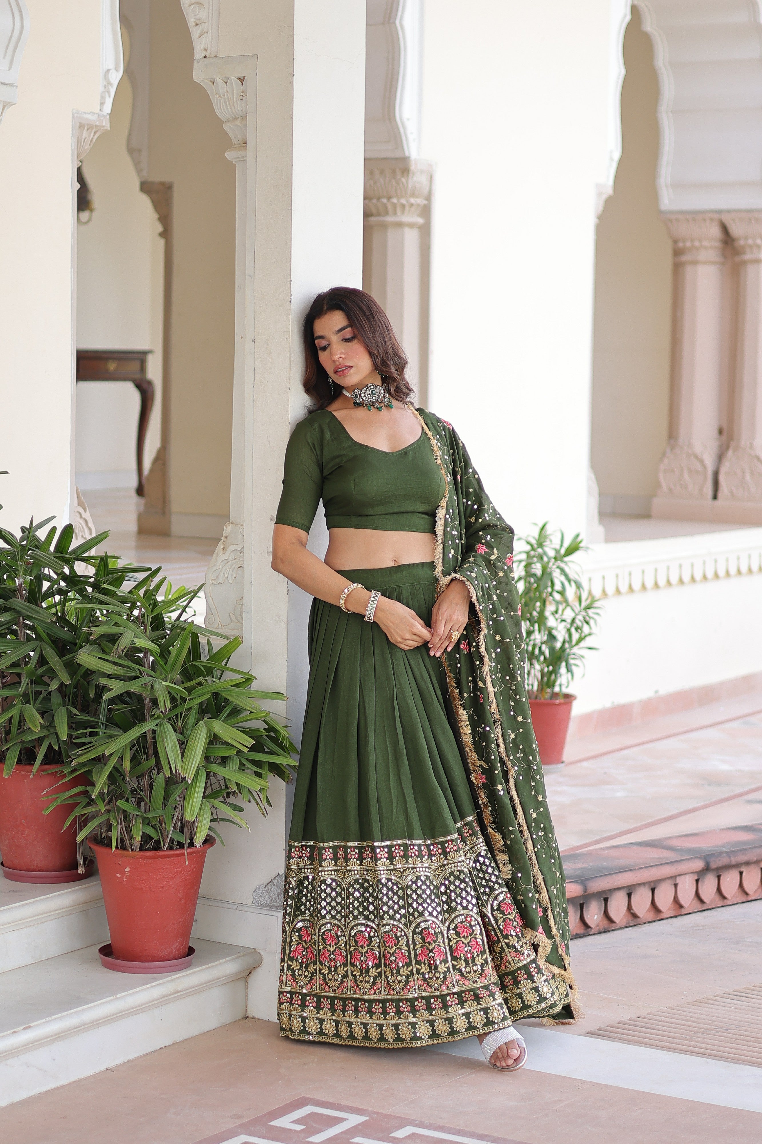 Silk Heavy Sequins Embroidered Festive Lehenga Choli
