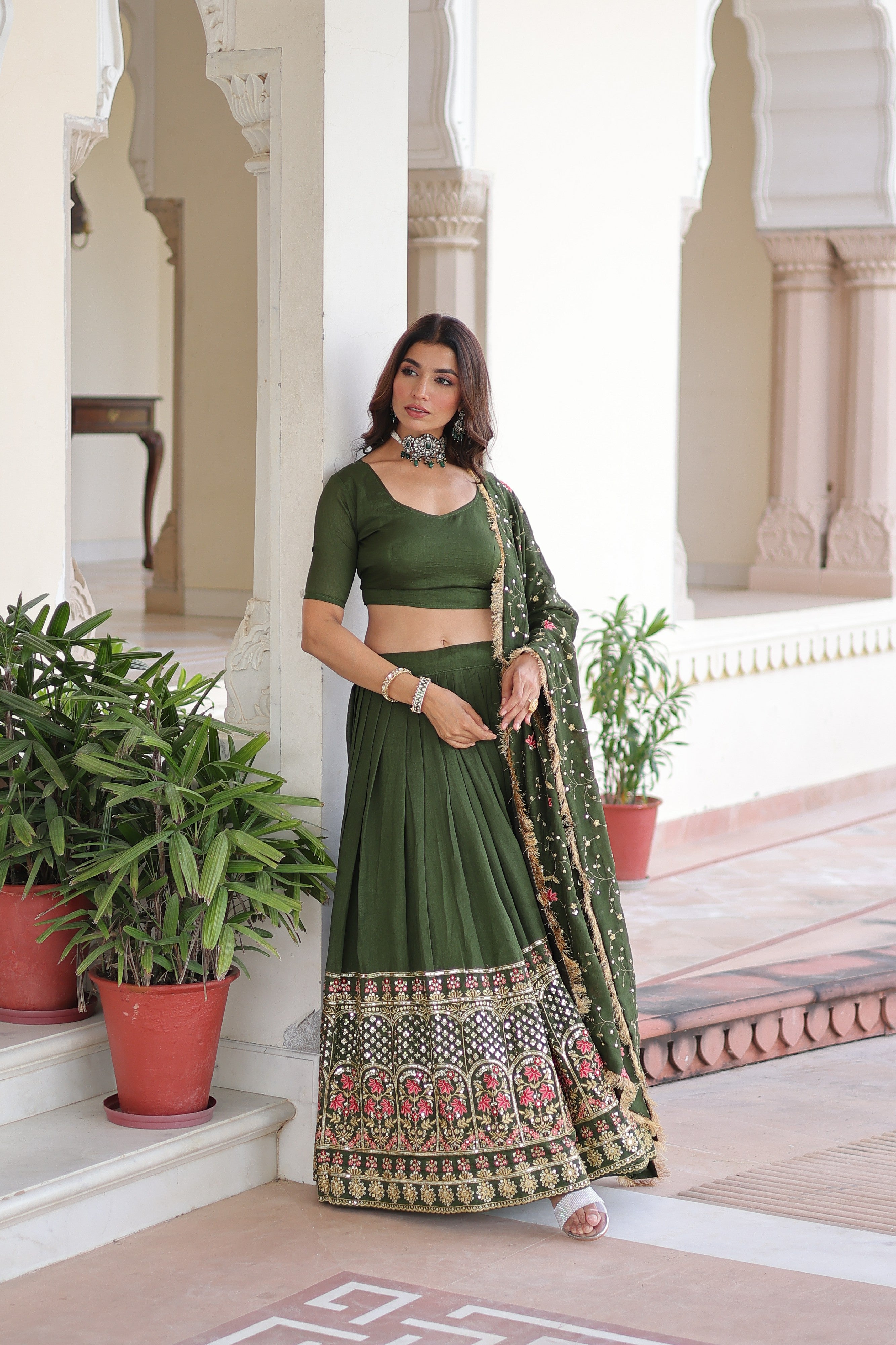 Silk Heavy Sequins Embroidered Festive Lehenga Choli