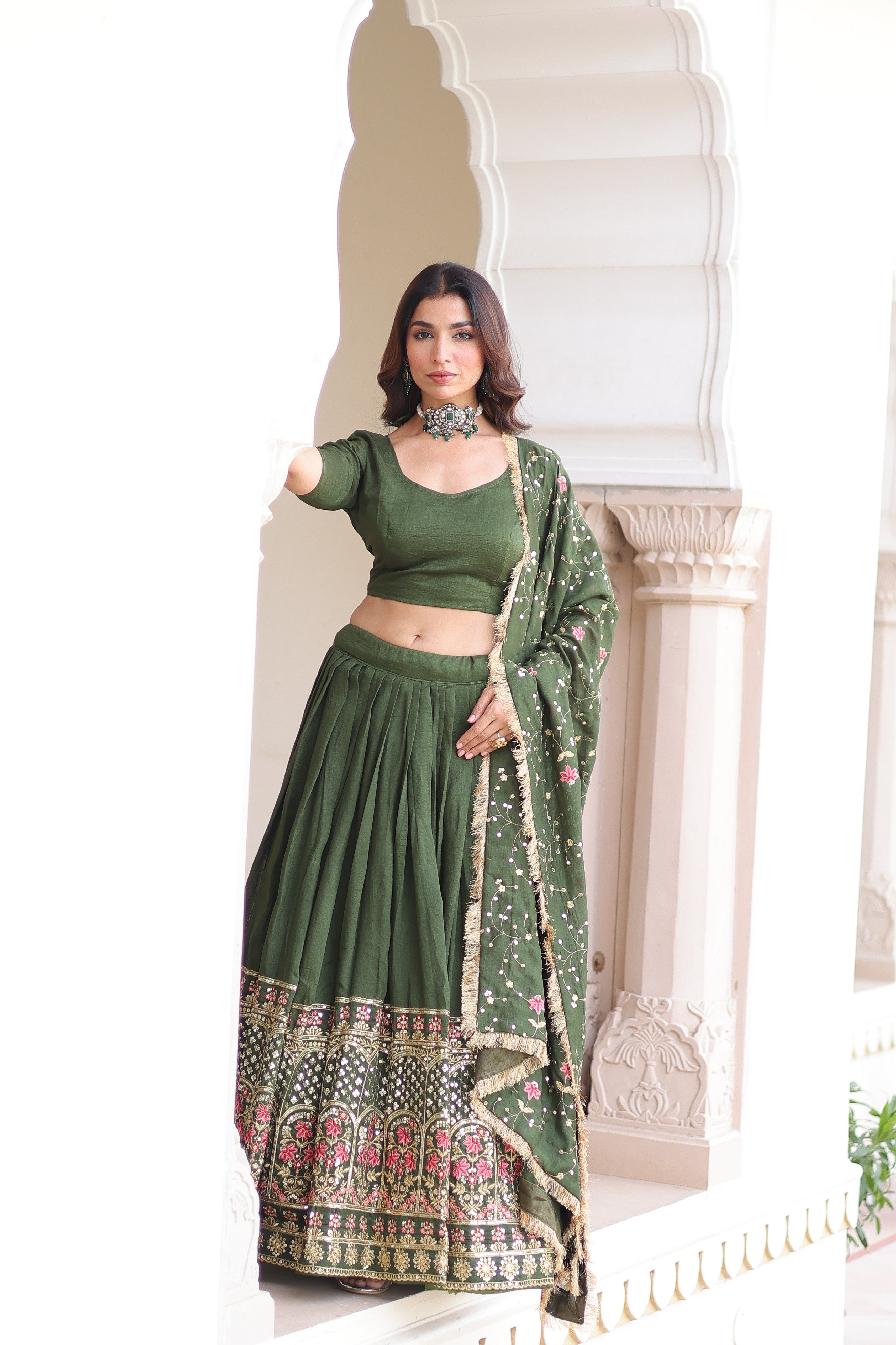Silk Heavy Sequins Embroidered Festive Lehenga Choli
