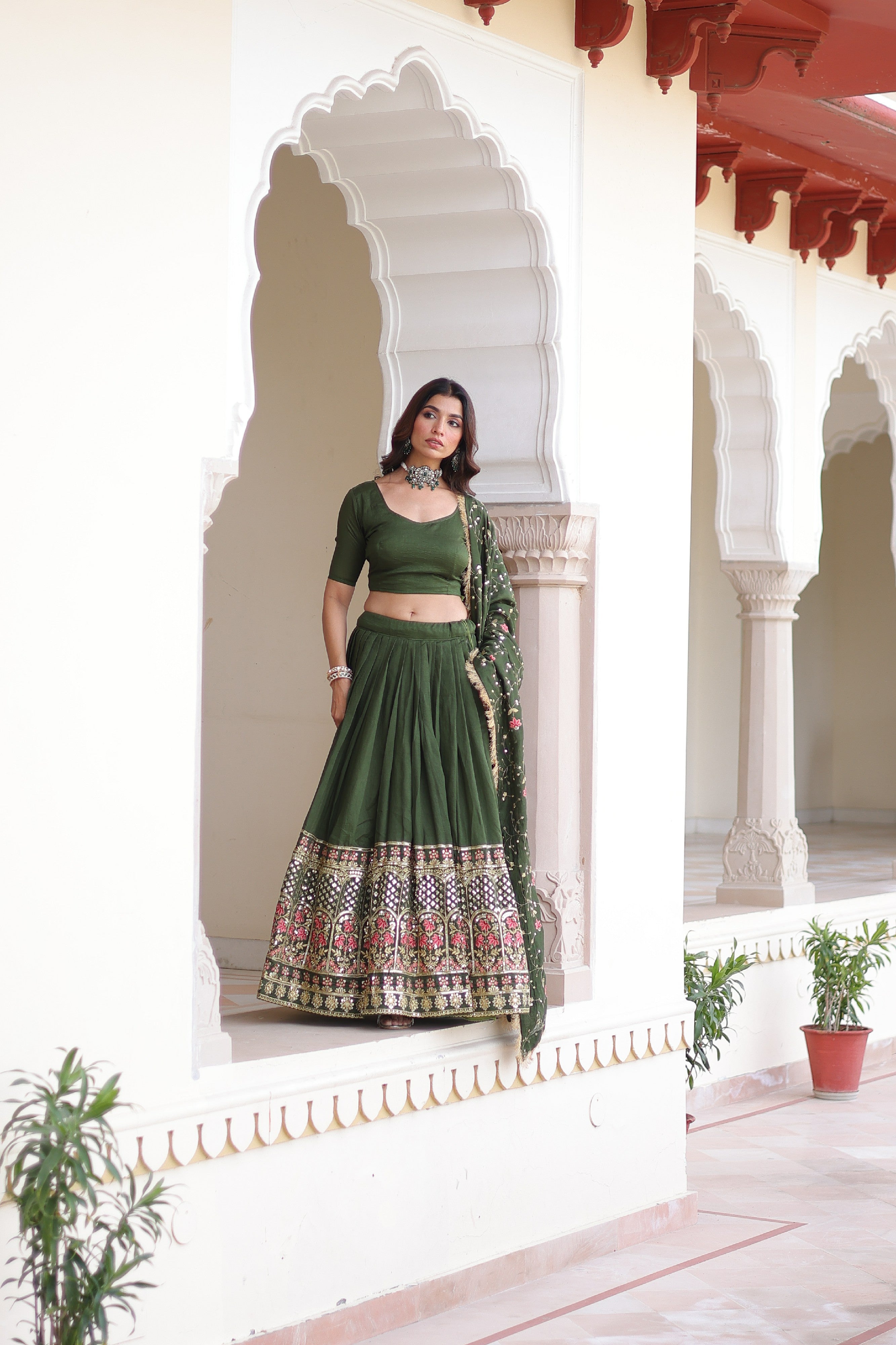 Silk Heavy Sequins Embroidered Festive Lehenga Choli