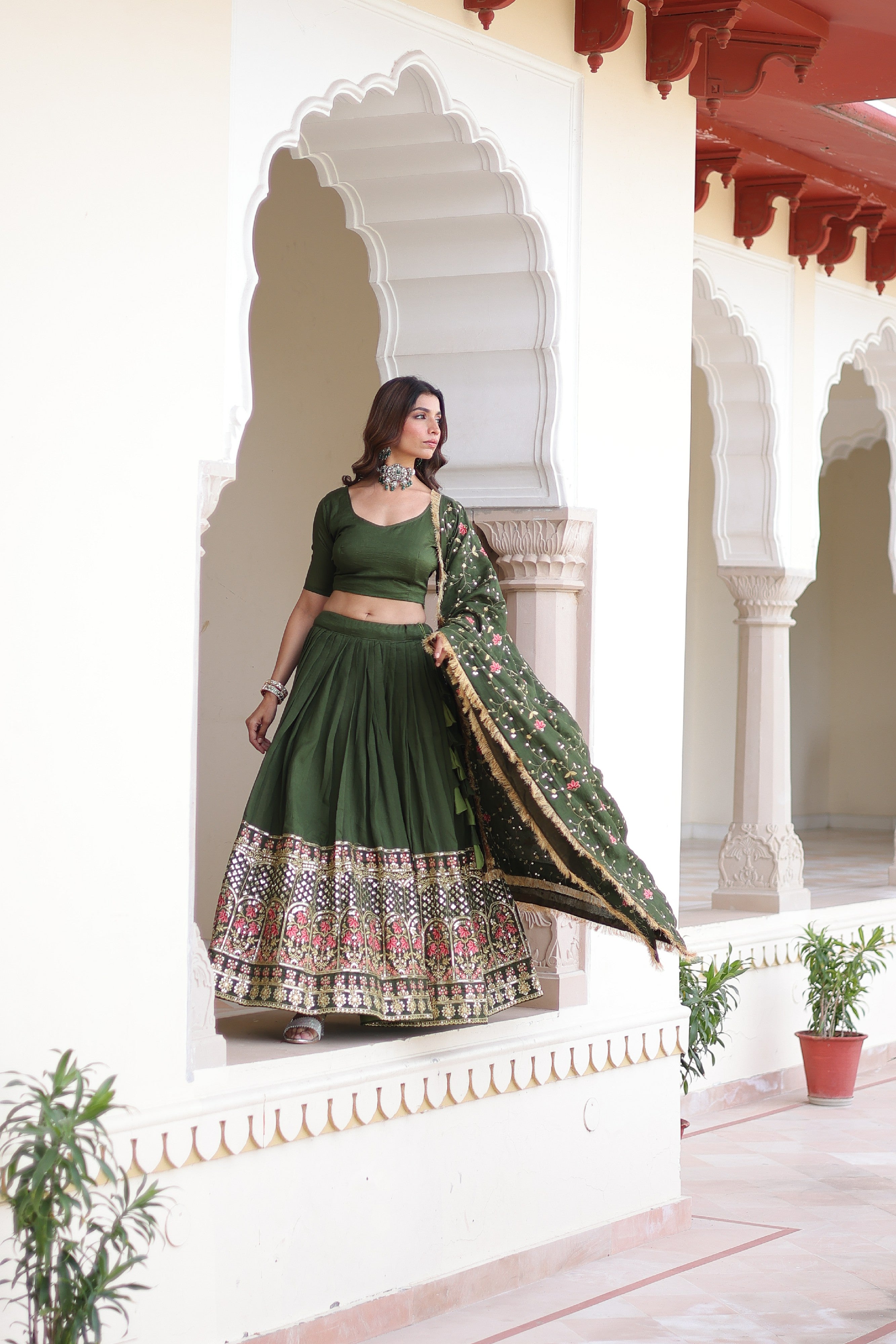 Silk Heavy Sequins Embroidered Festive Lehenga Choli
