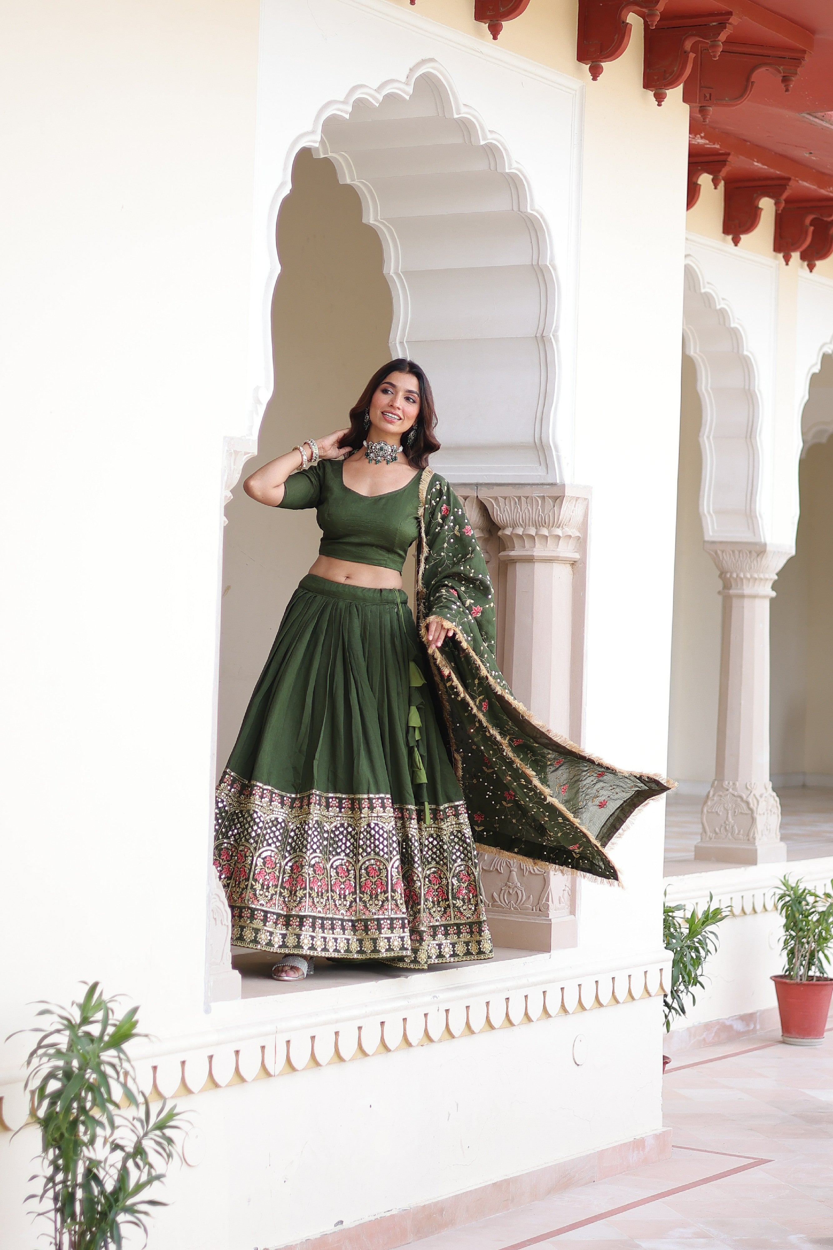 Silk Heavy Sequins Embroidered Festive Lehenga Choli