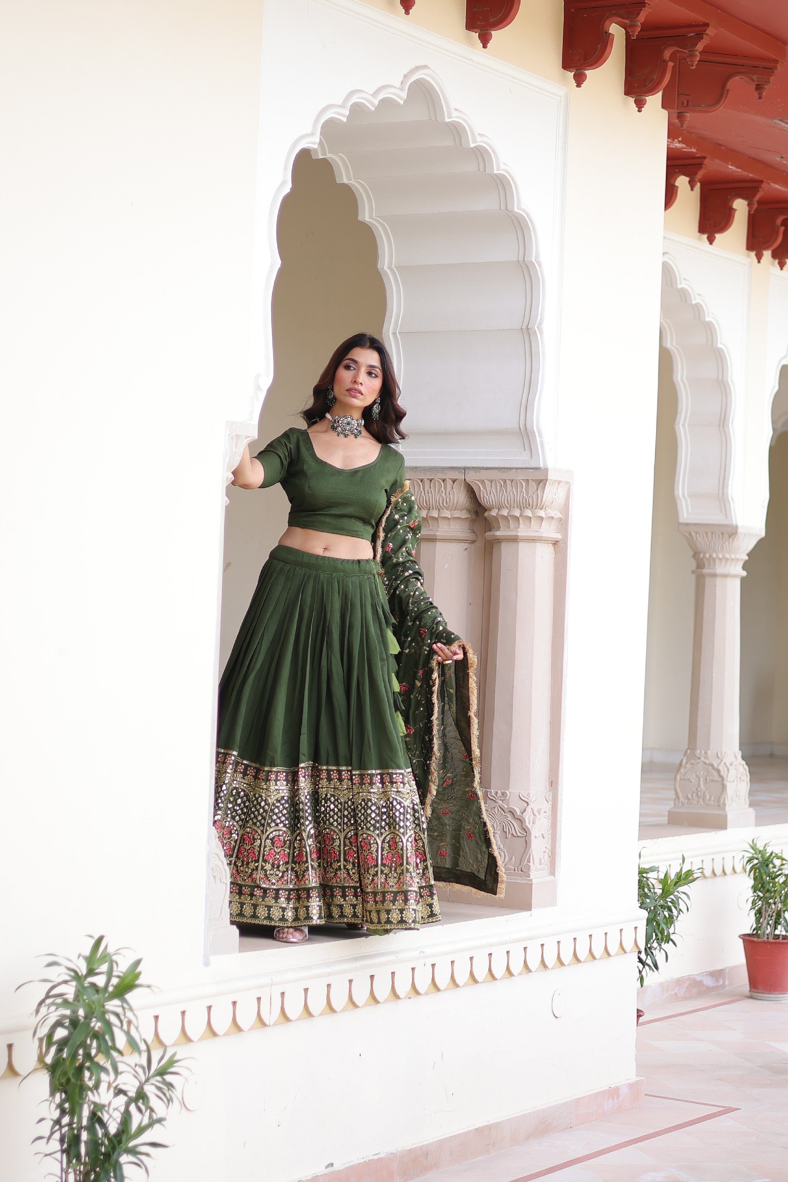 Silk Heavy Sequins Embroidered Festive Lehenga Choli