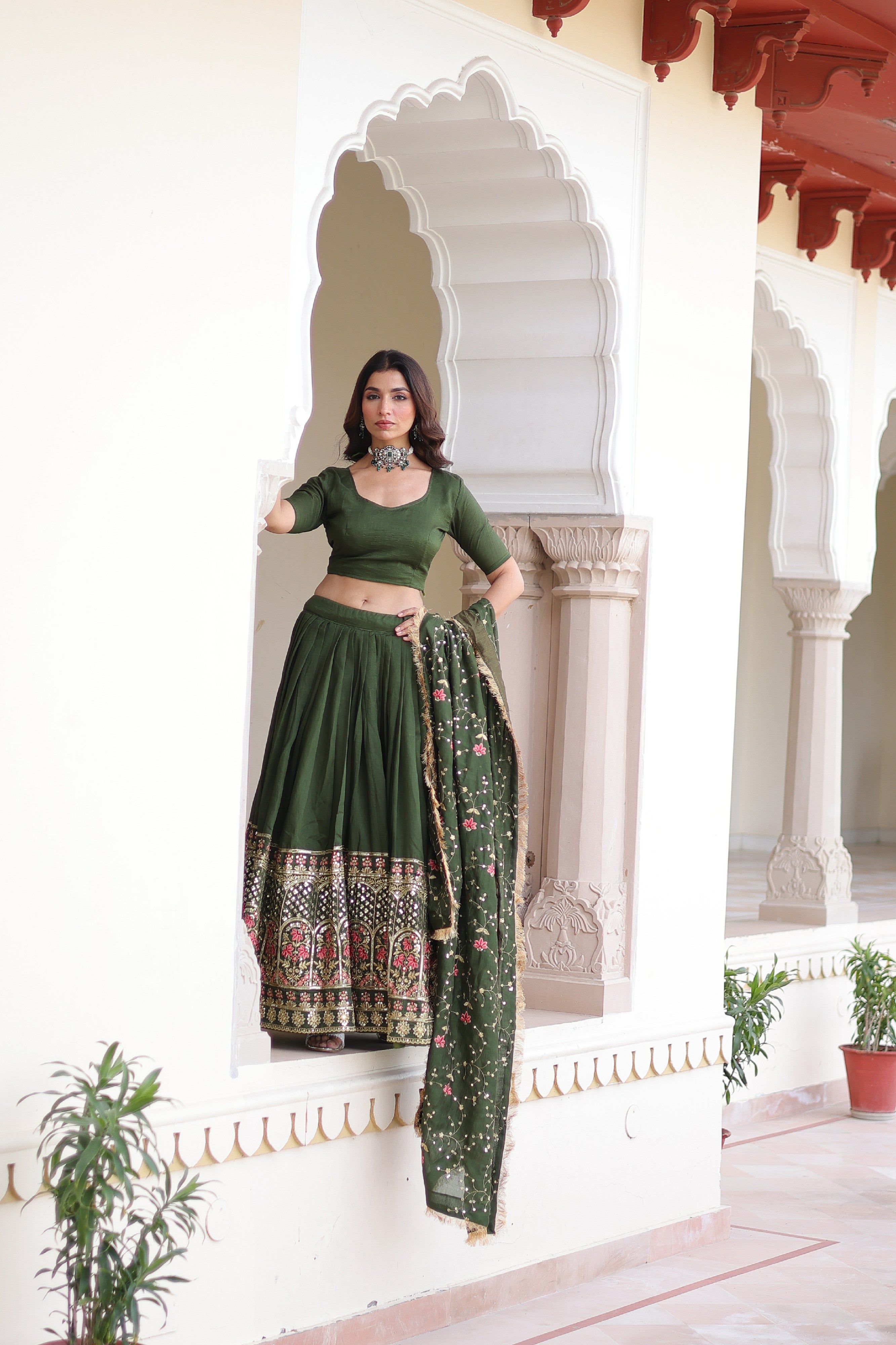 Silk Heavy Sequins Embroidered Festive Lehenga Choli