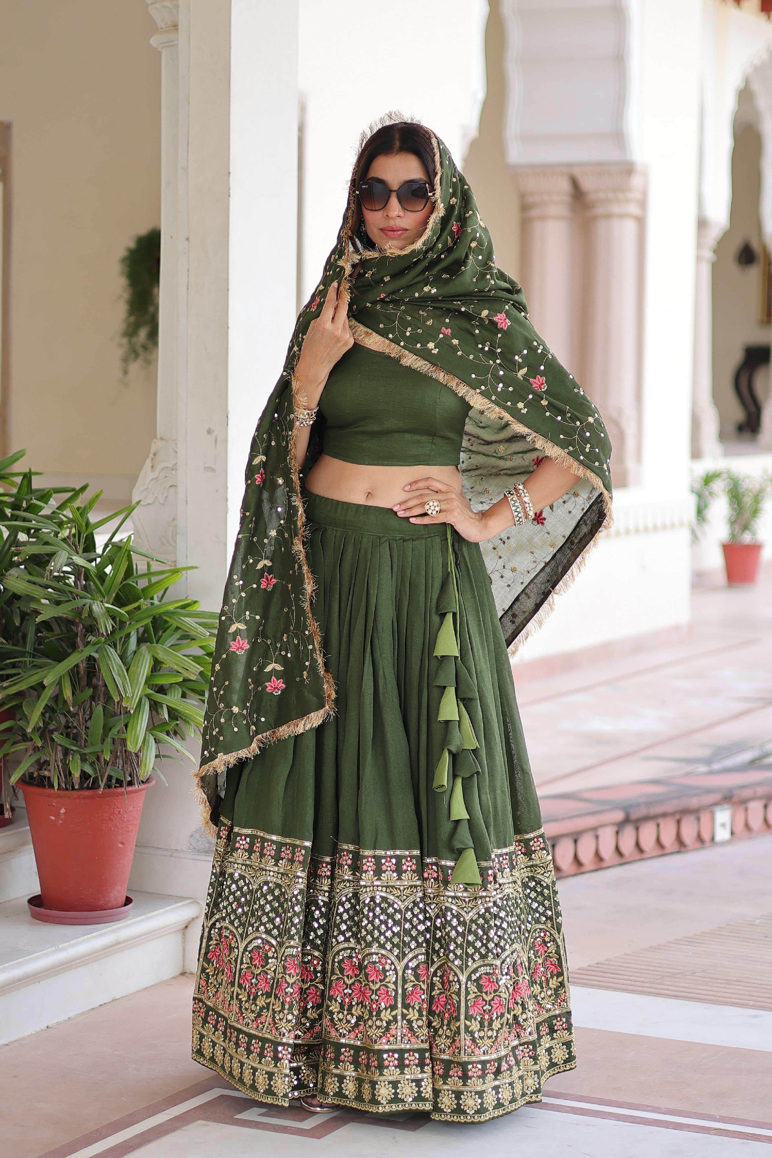 Silk Heavy Sequins Embroidered Festive Lehenga Choli