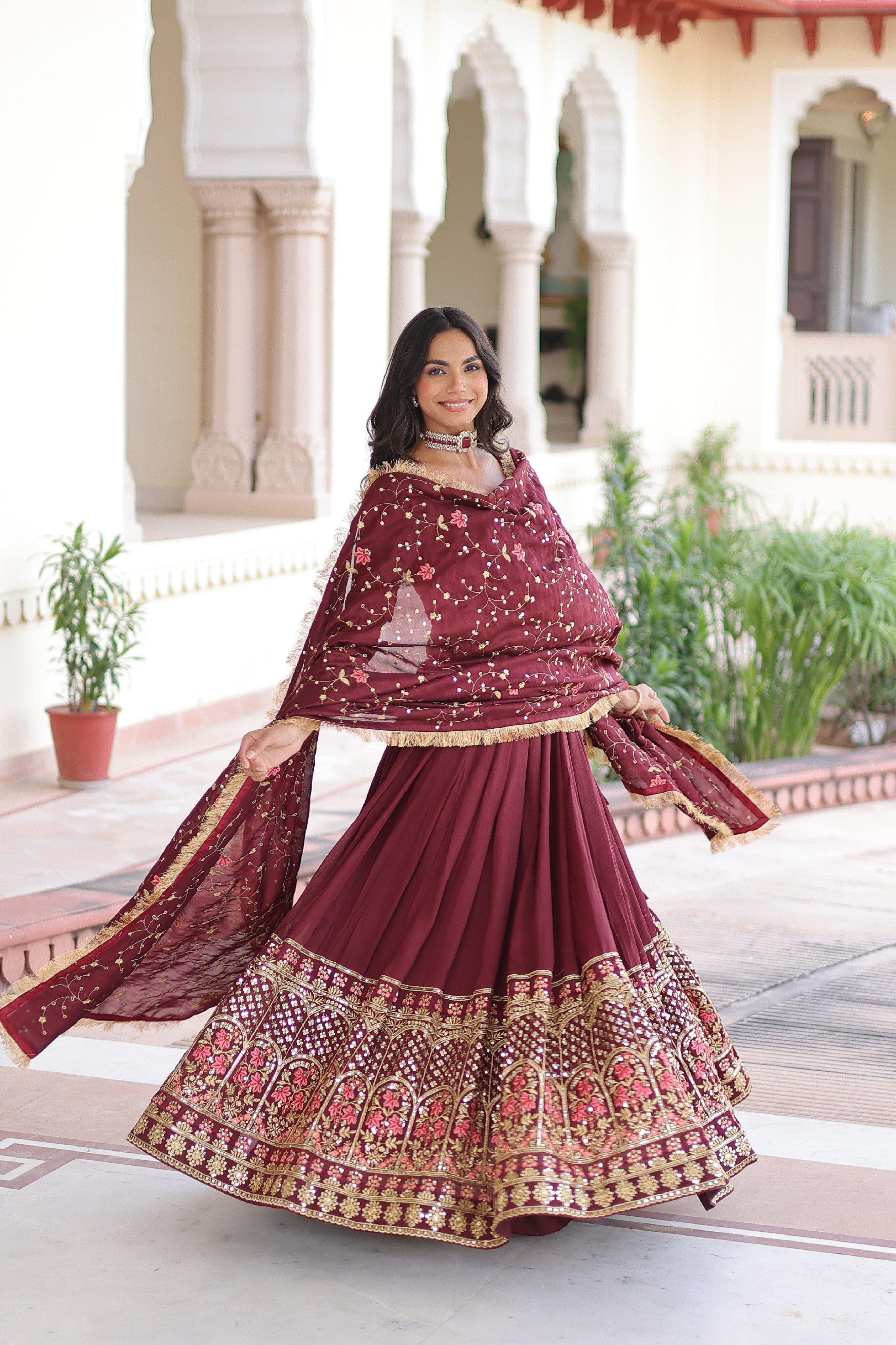 Silk Heavy Sequins Embroidered Festive Lehenga Choli
