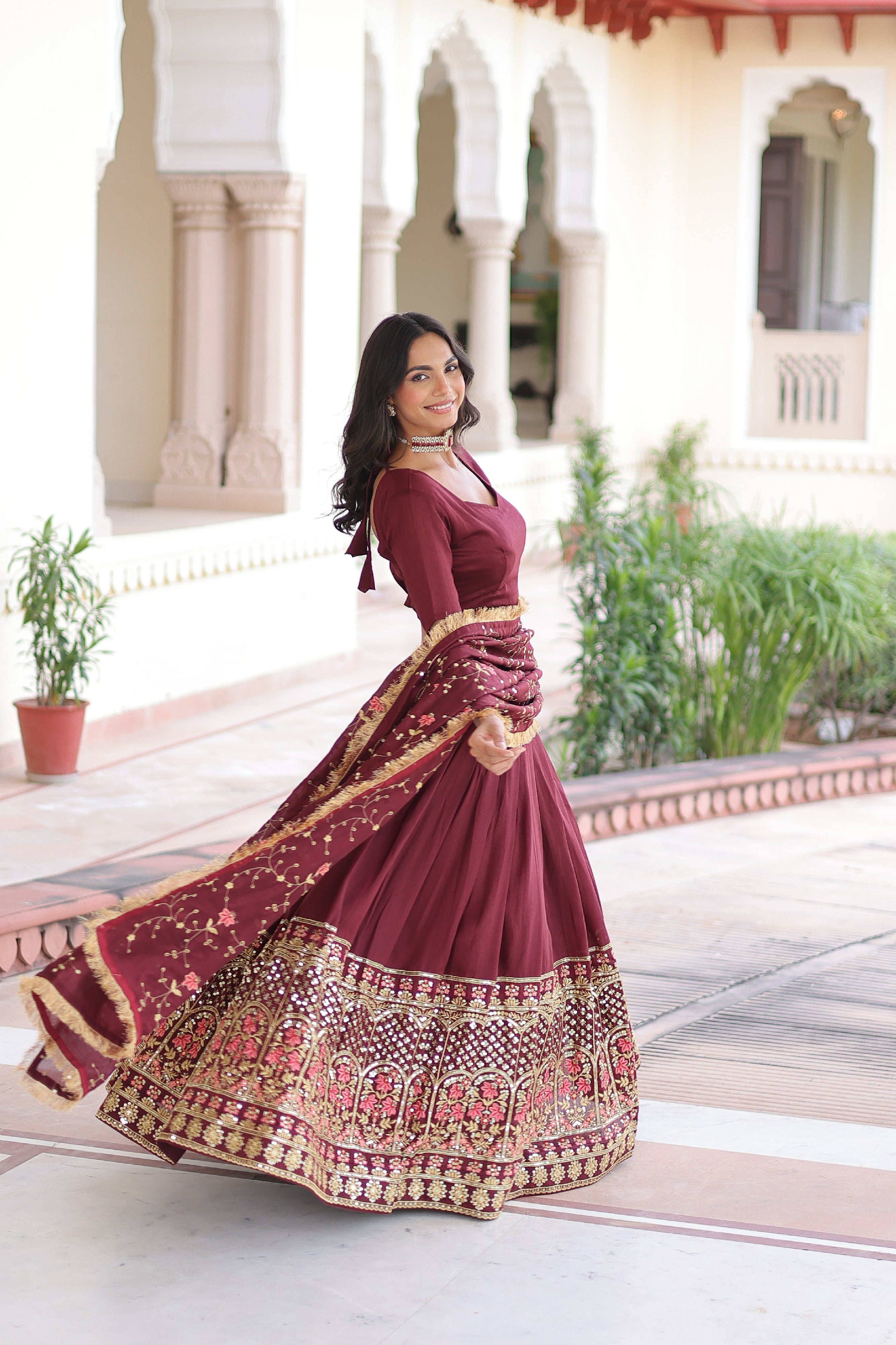 Silk Heavy Sequins Embroidered Festive Lehenga Choli