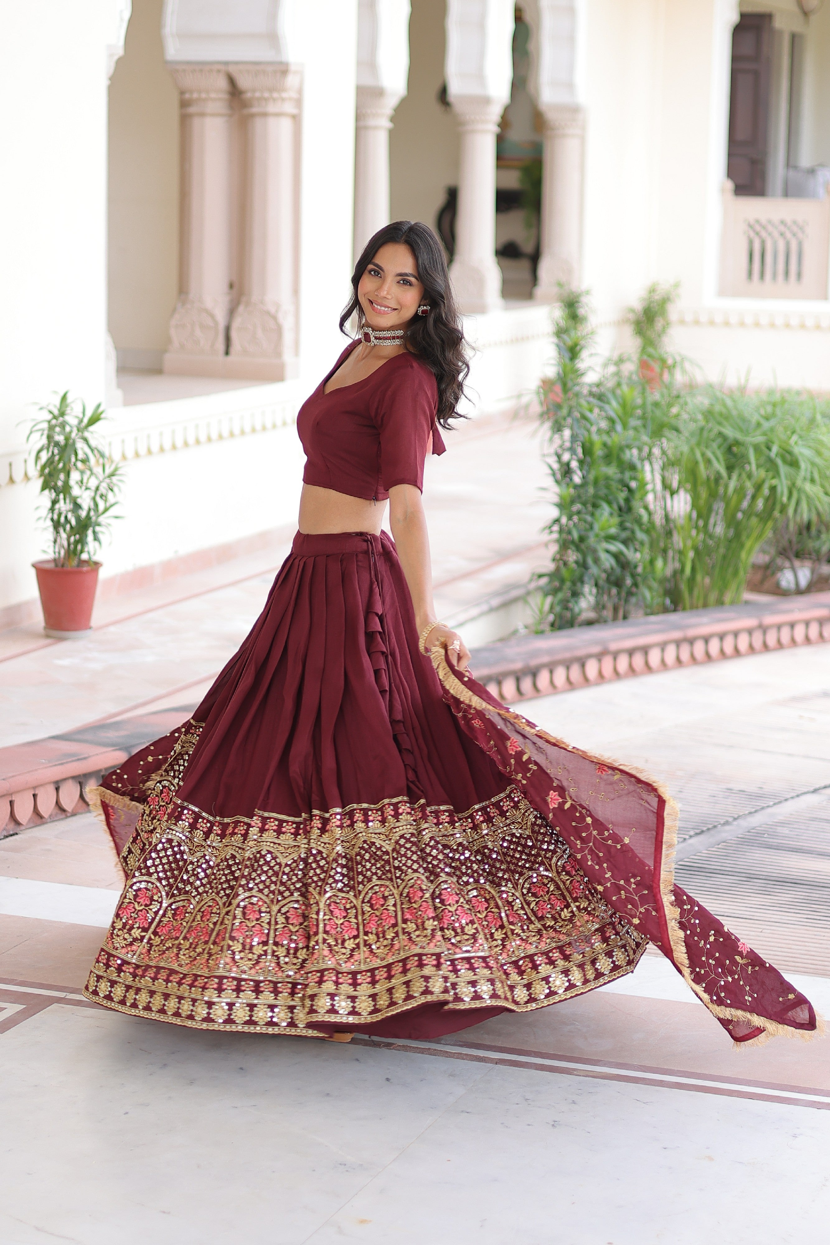 Silk Heavy Sequins Embroidered Festive Lehenga Choli