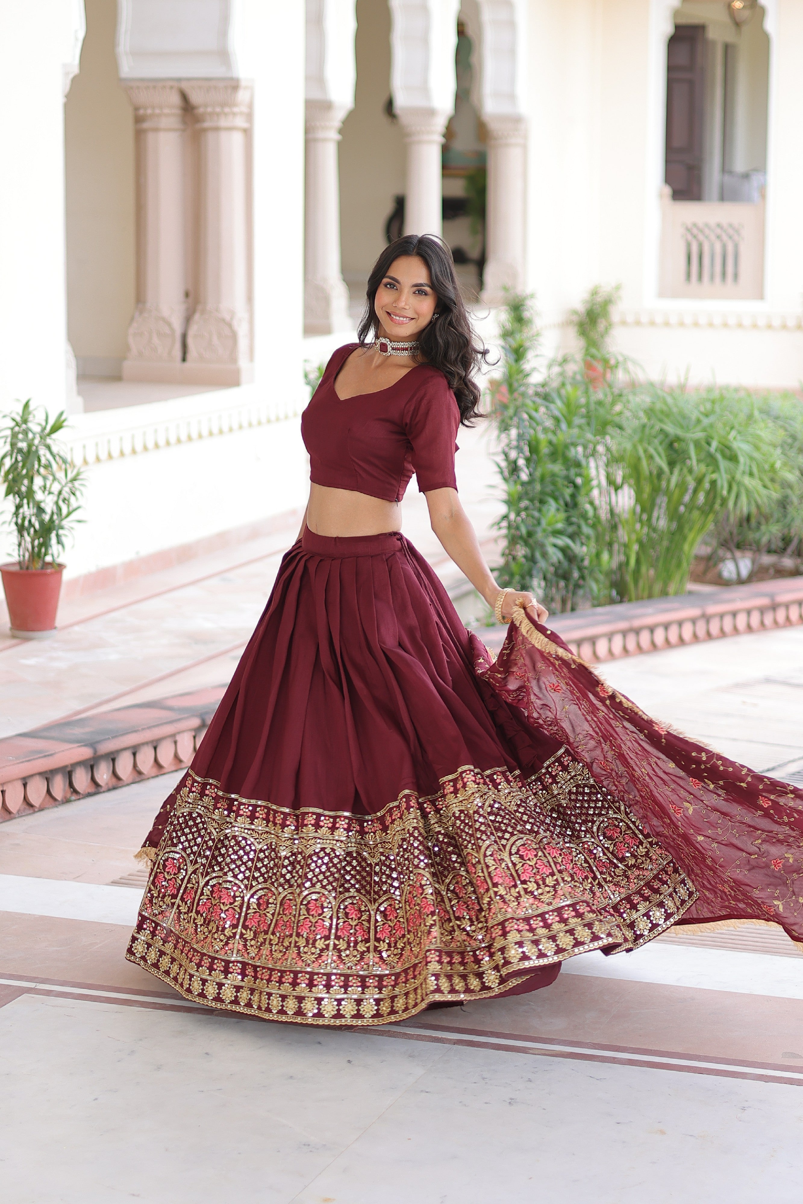 Silk Heavy Sequins Embroidered Festive Lehenga Choli
