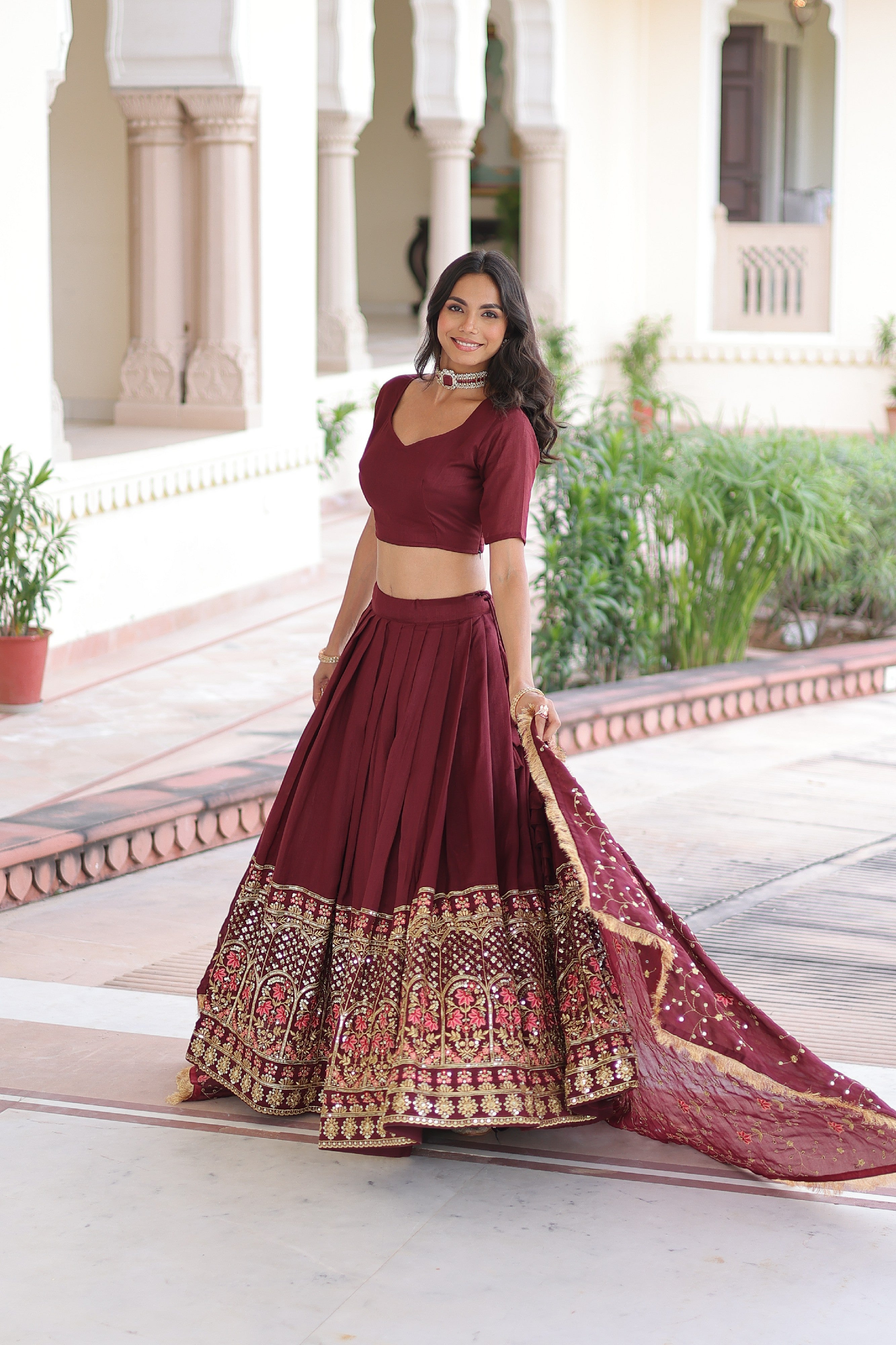 Silk Heavy Sequins Embroidered Festive Lehenga Choli
