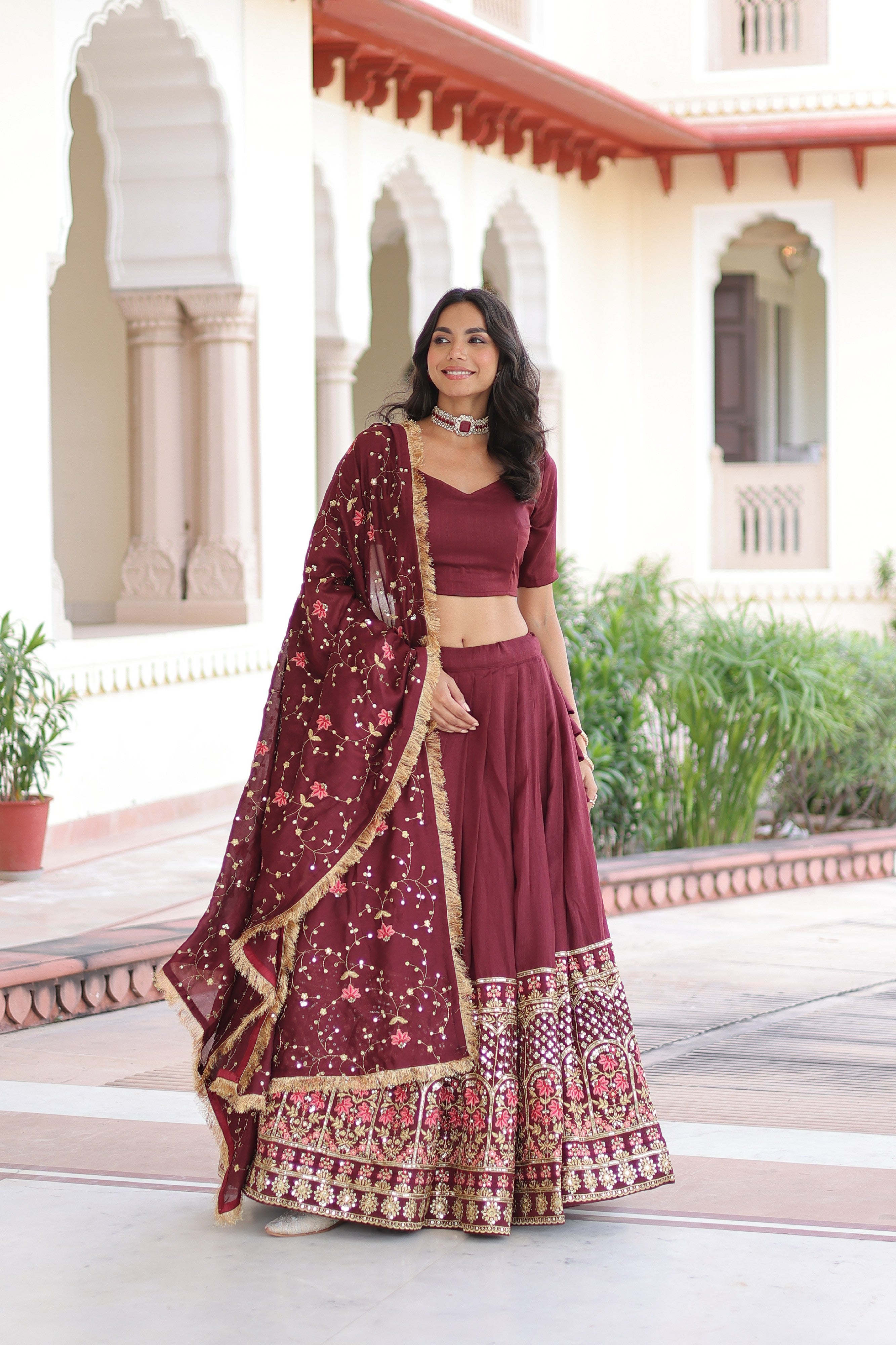 Silk Heavy Sequins Embroidered Festive Lehenga Choli