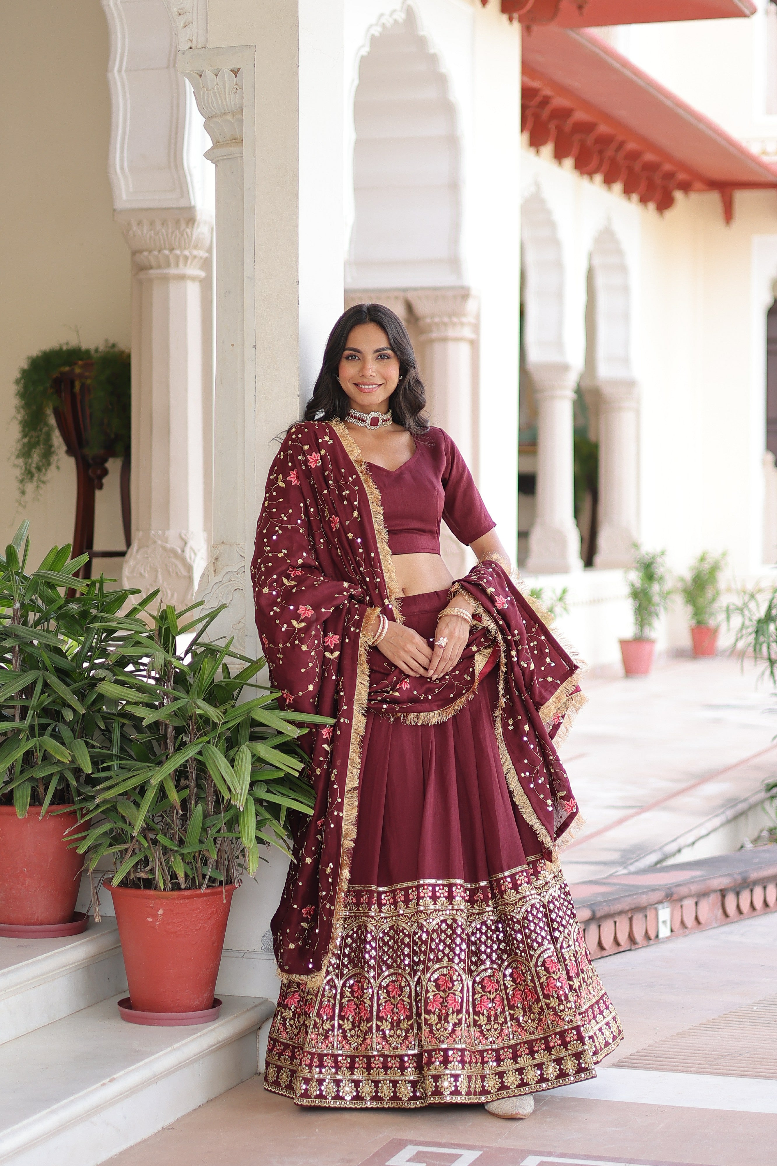 Silk Heavy Sequins Embroidered Festive Lehenga Choli
