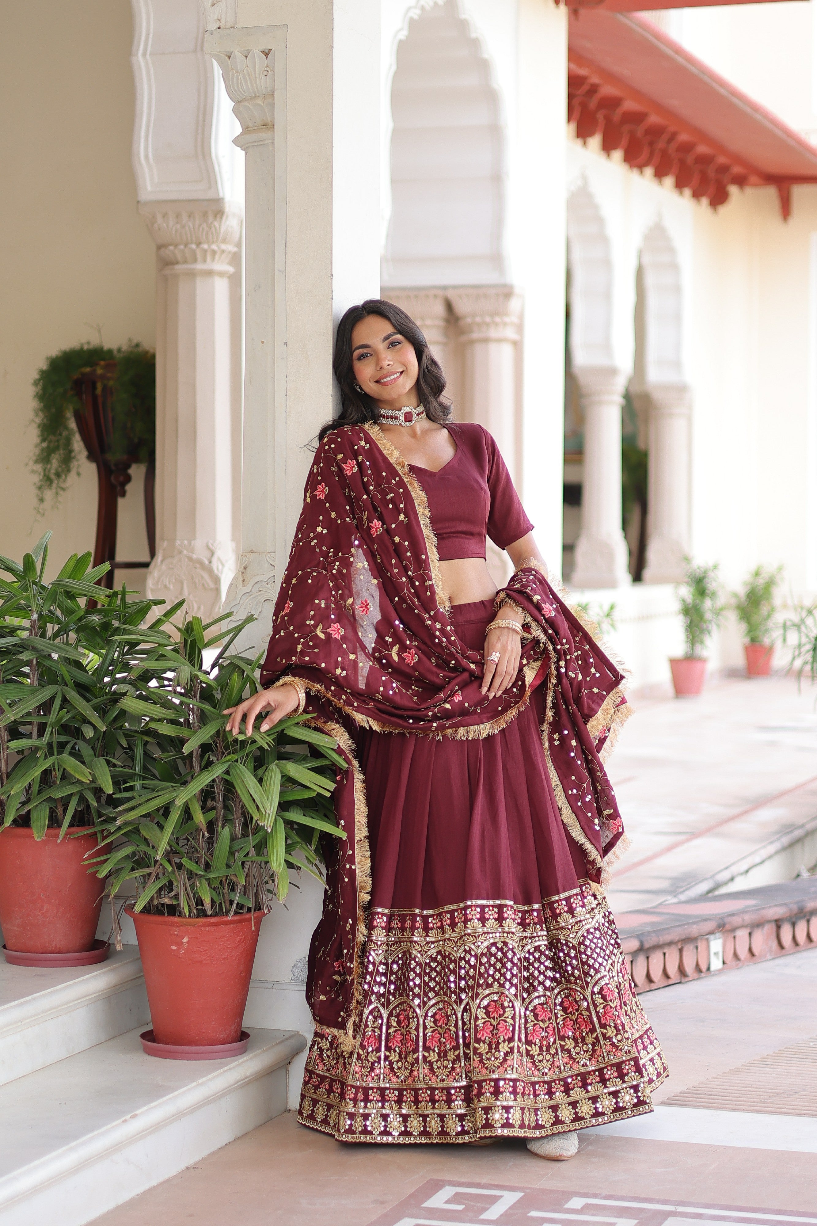 Silk Heavy Sequins Embroidered Festive Lehenga Choli