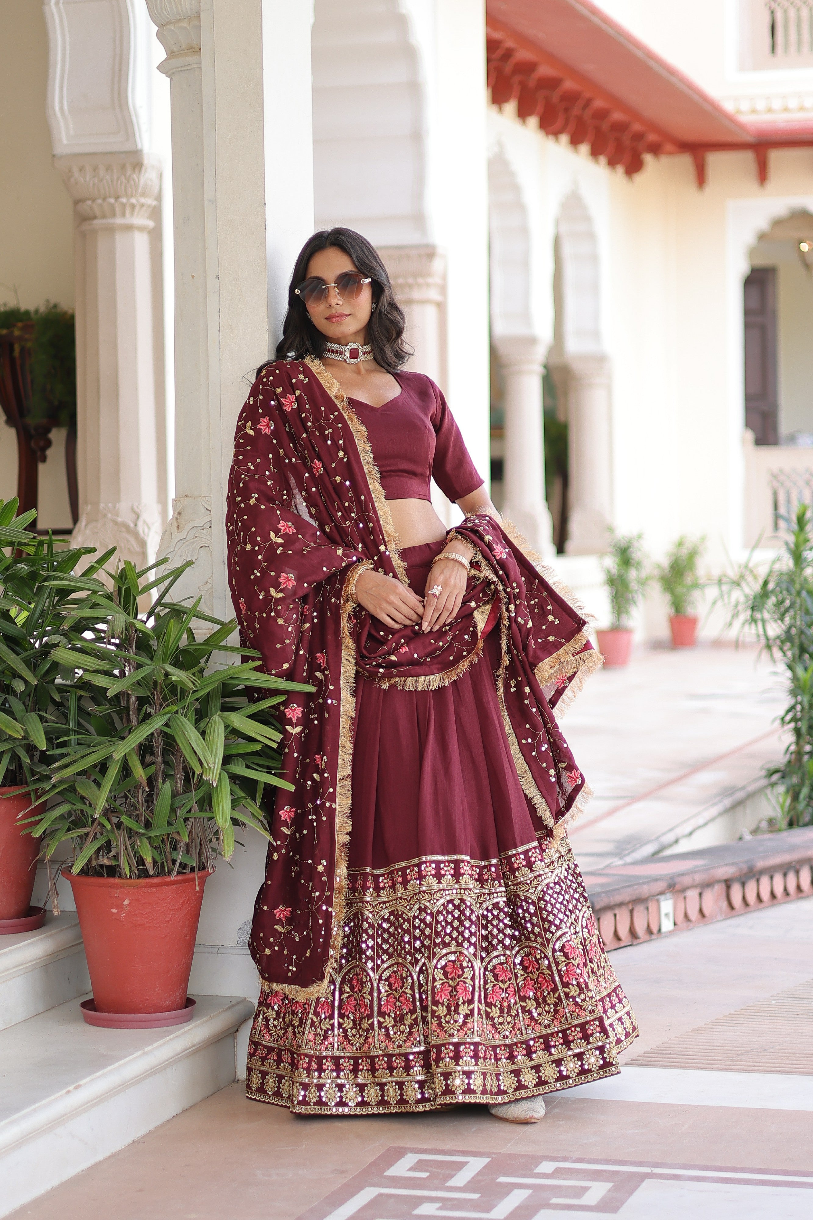 Silk Heavy Sequins Embroidered Festive Lehenga Choli