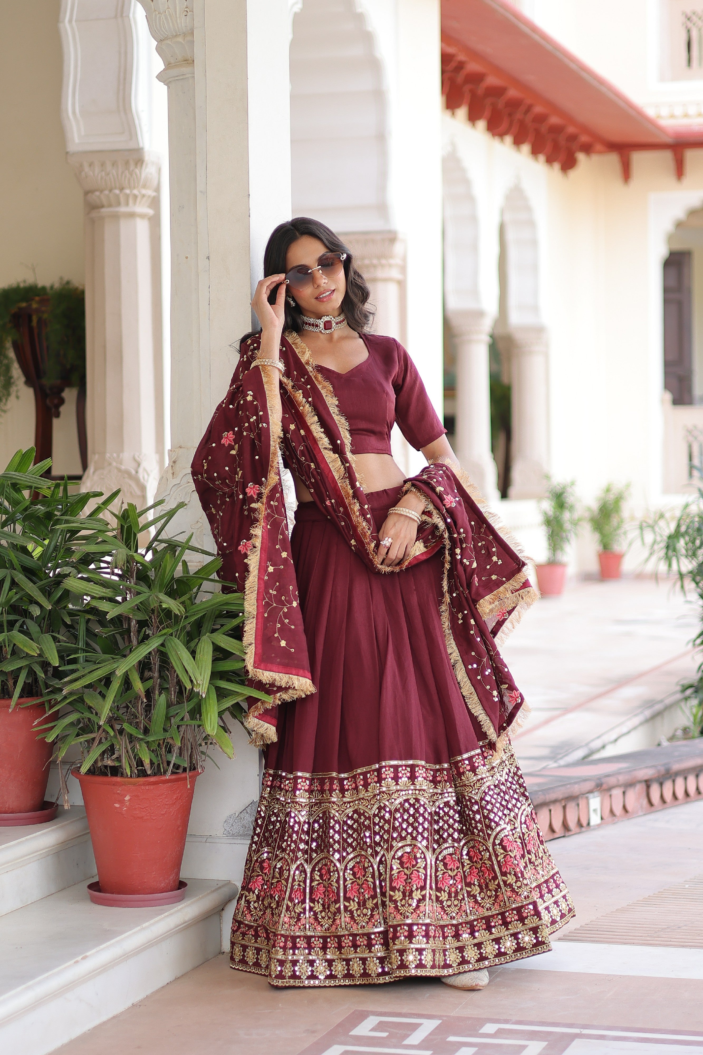Silk Heavy Sequins Embroidered Festive Lehenga Choli