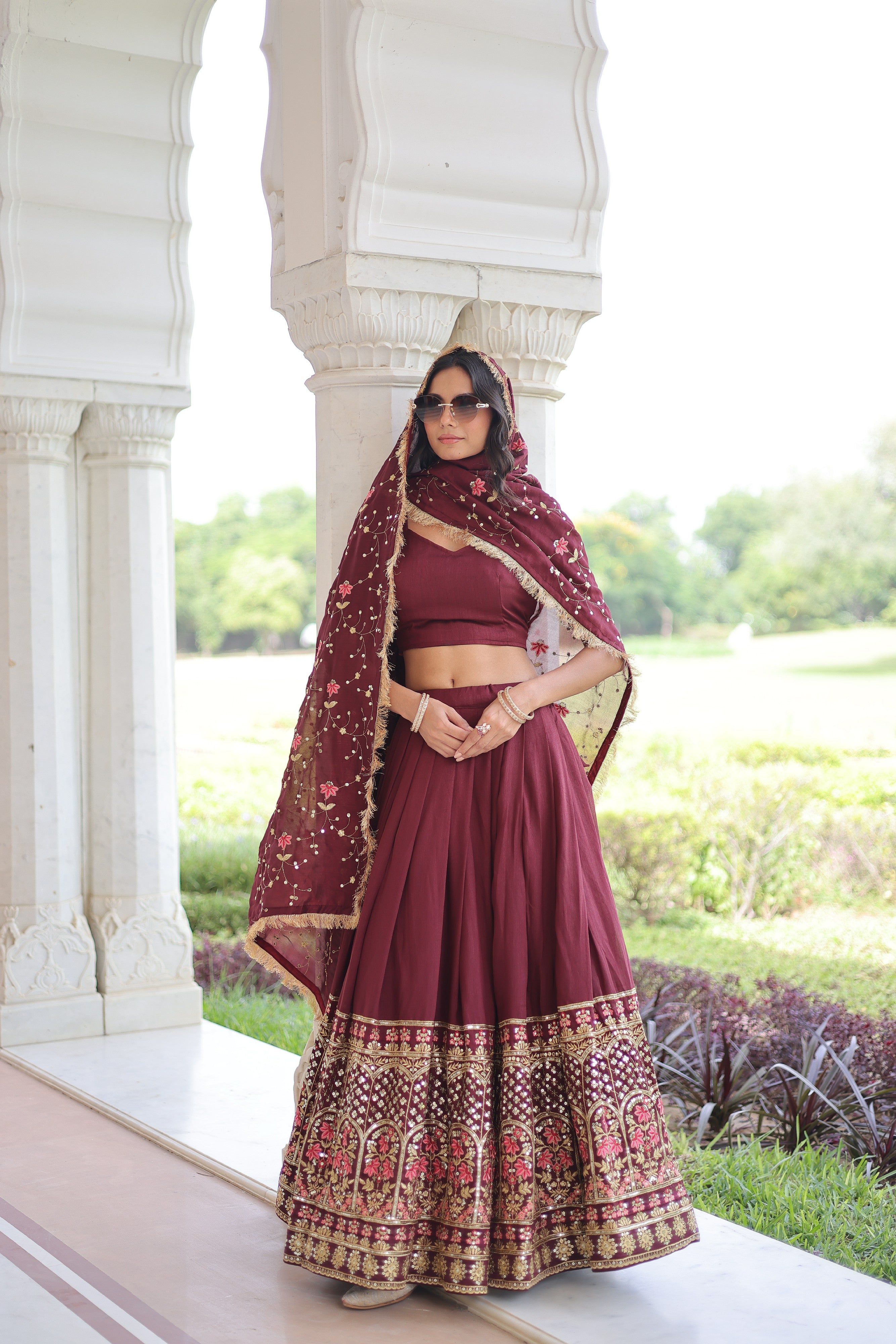 Silk Heavy Sequins Embroidered Festive Lehenga Choli