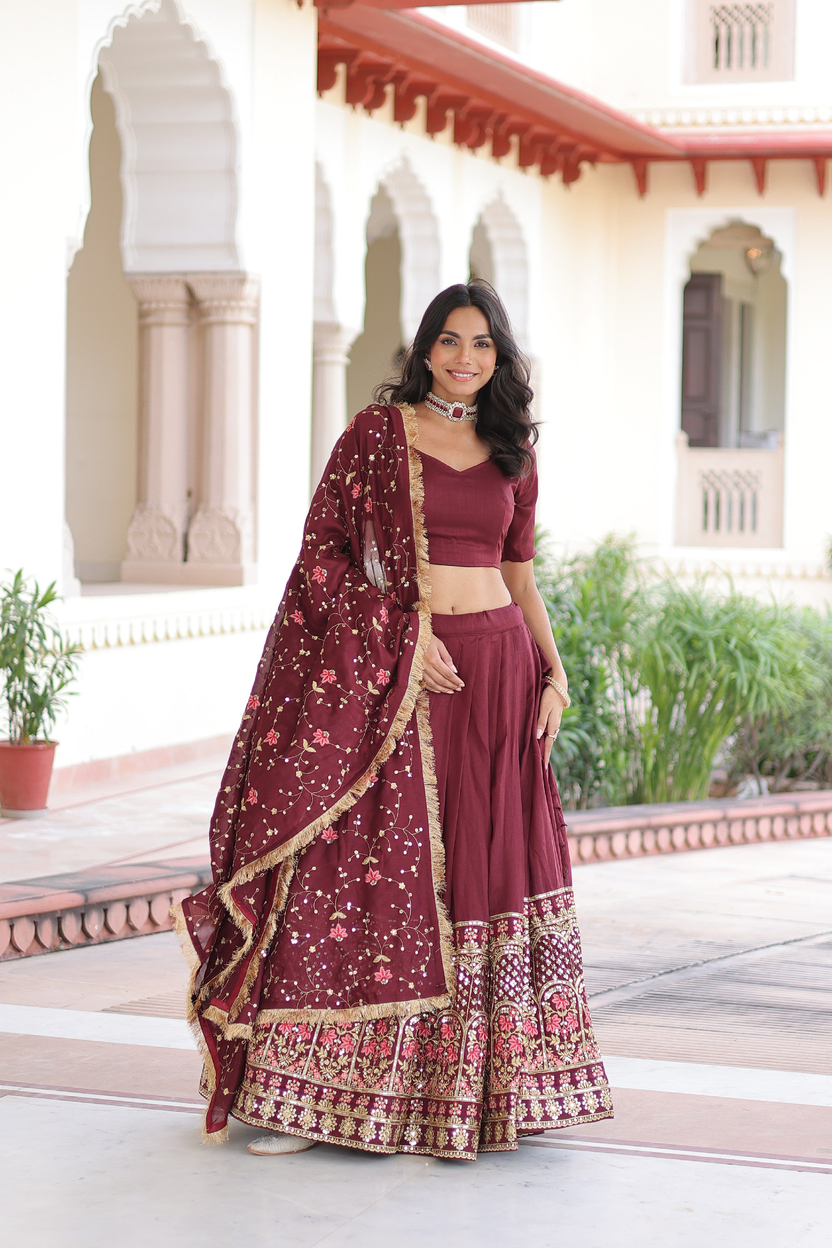 Silk Heavy Sequins Embroidered Festive Lehenga Choli