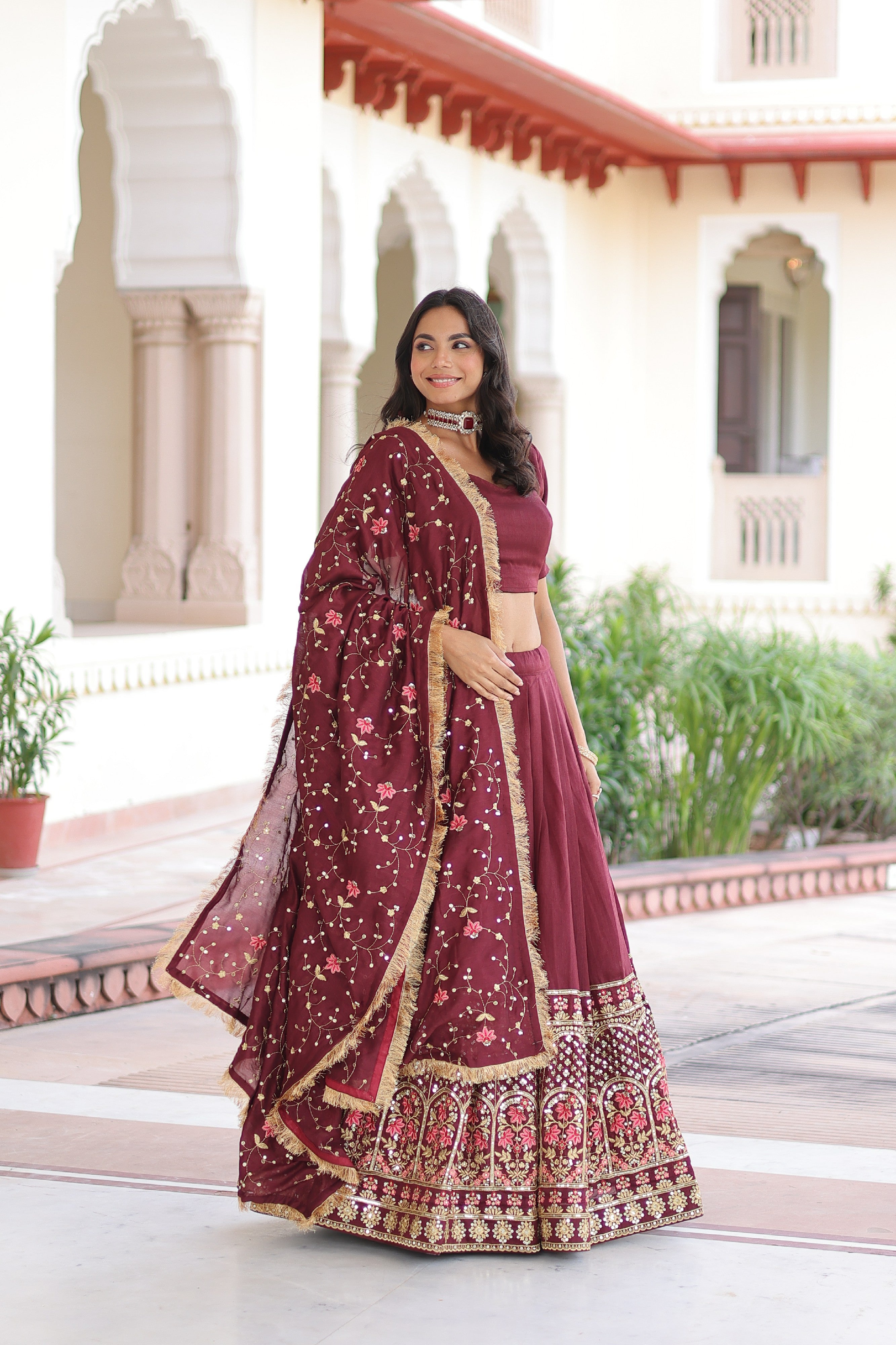 Silk Heavy Sequins Embroidered Festive Lehenga Choli