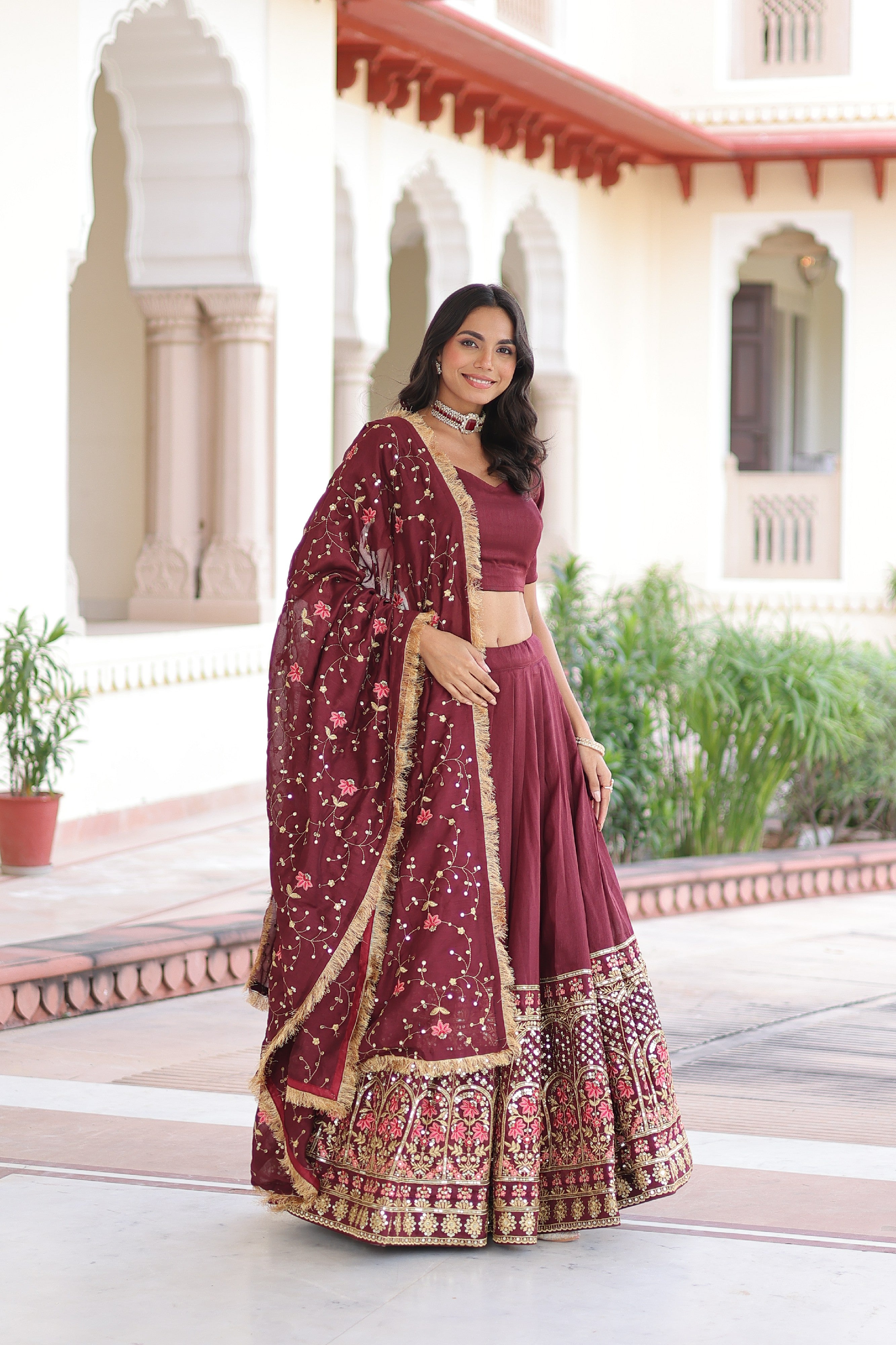 Silk Heavy Sequins Embroidered Festive Lehenga Choli