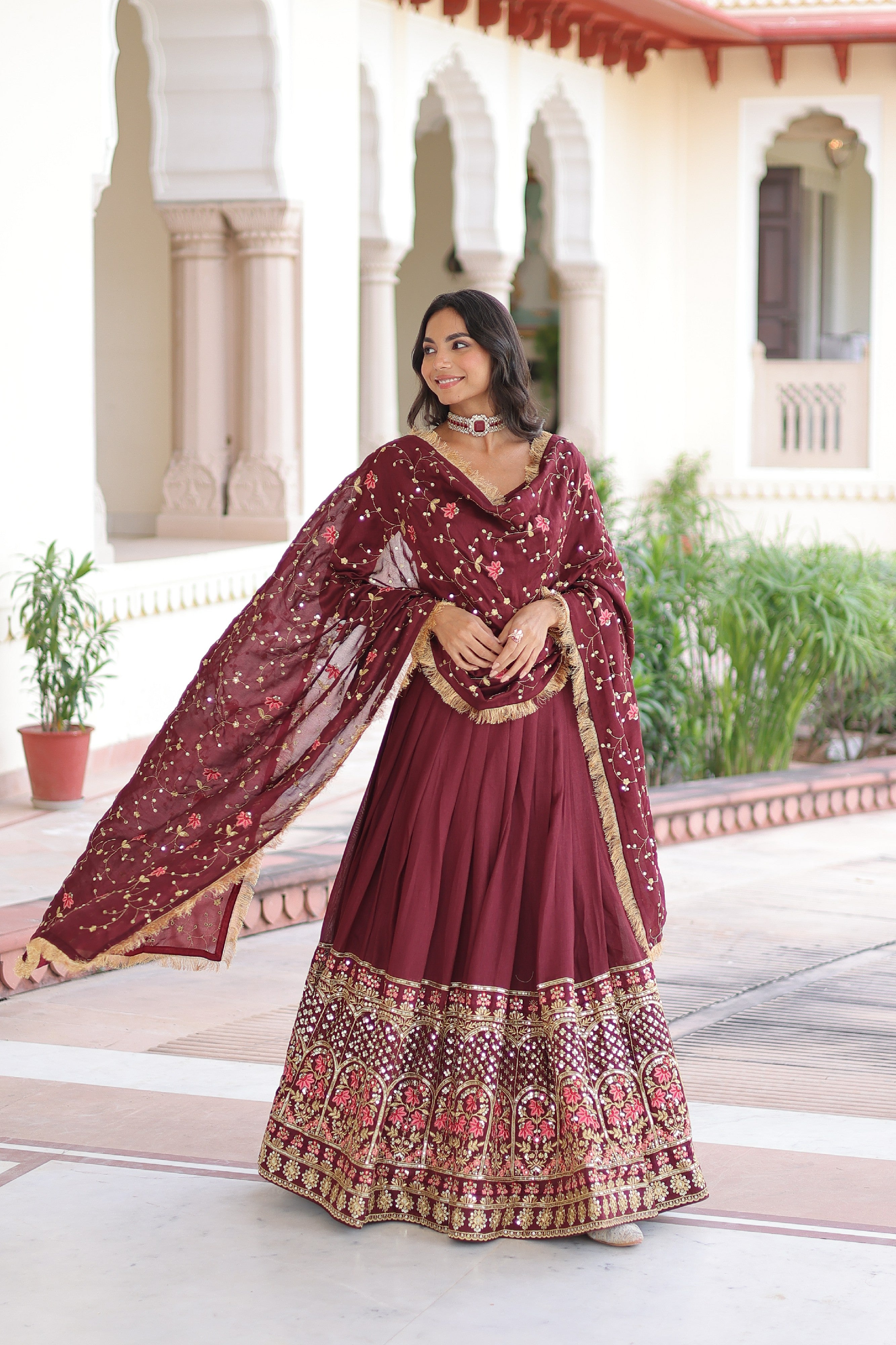 Silk Heavy Sequins Embroidered Festive Lehenga Choli