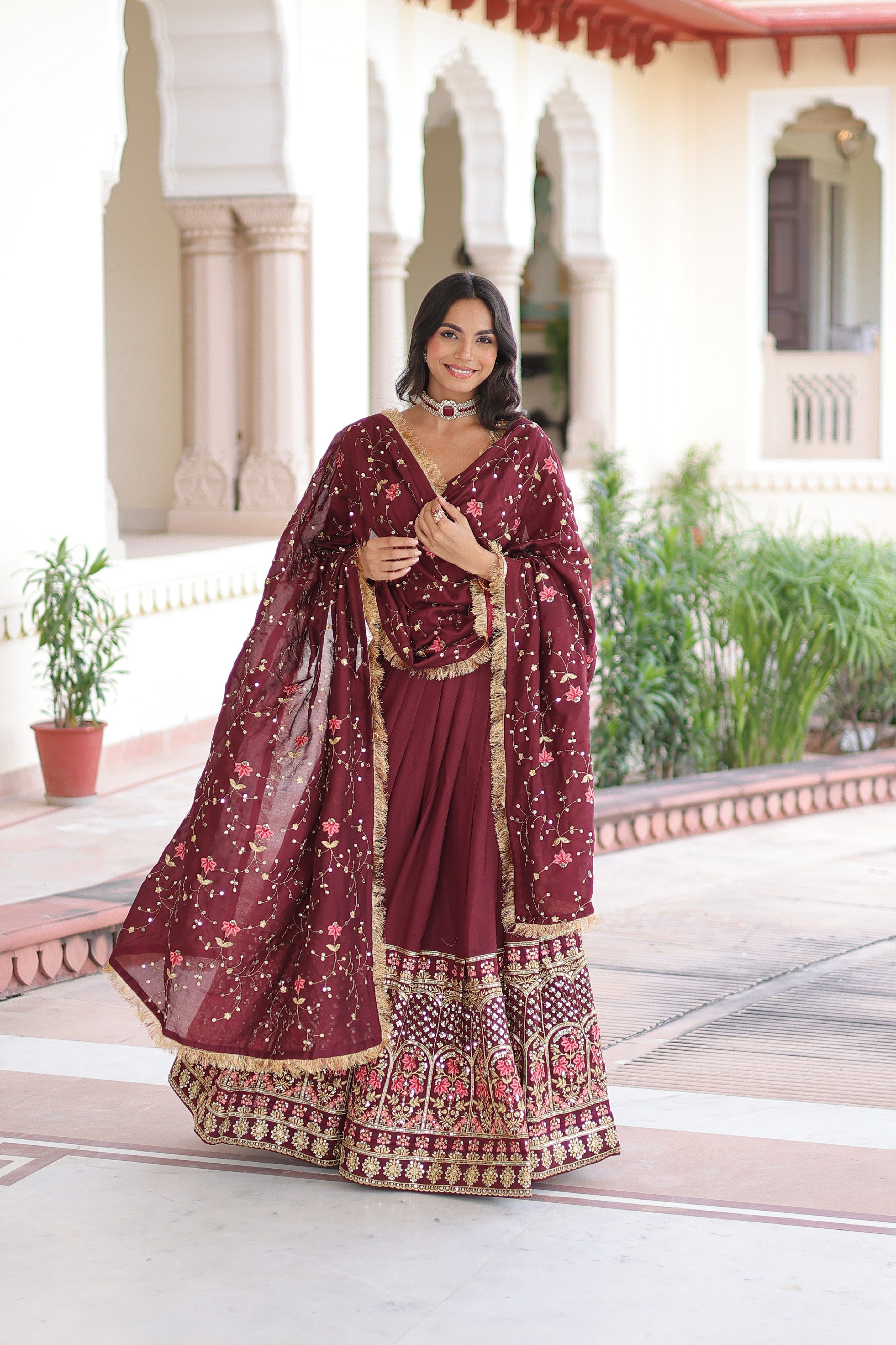 Silk Heavy Sequins Embroidered Festive Lehenga Choli