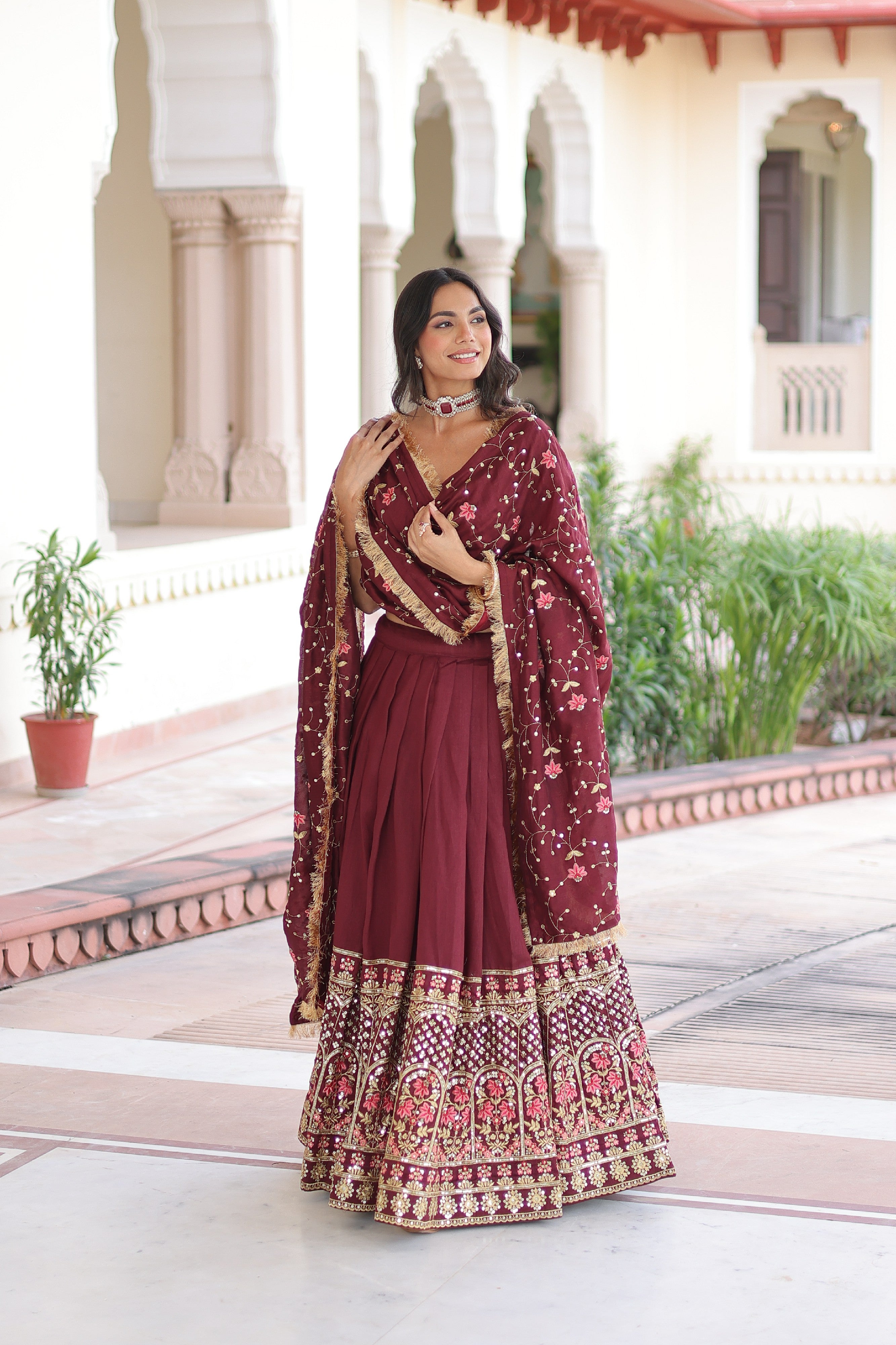 Silk Heavy Sequins Embroidered Festive Lehenga Choli