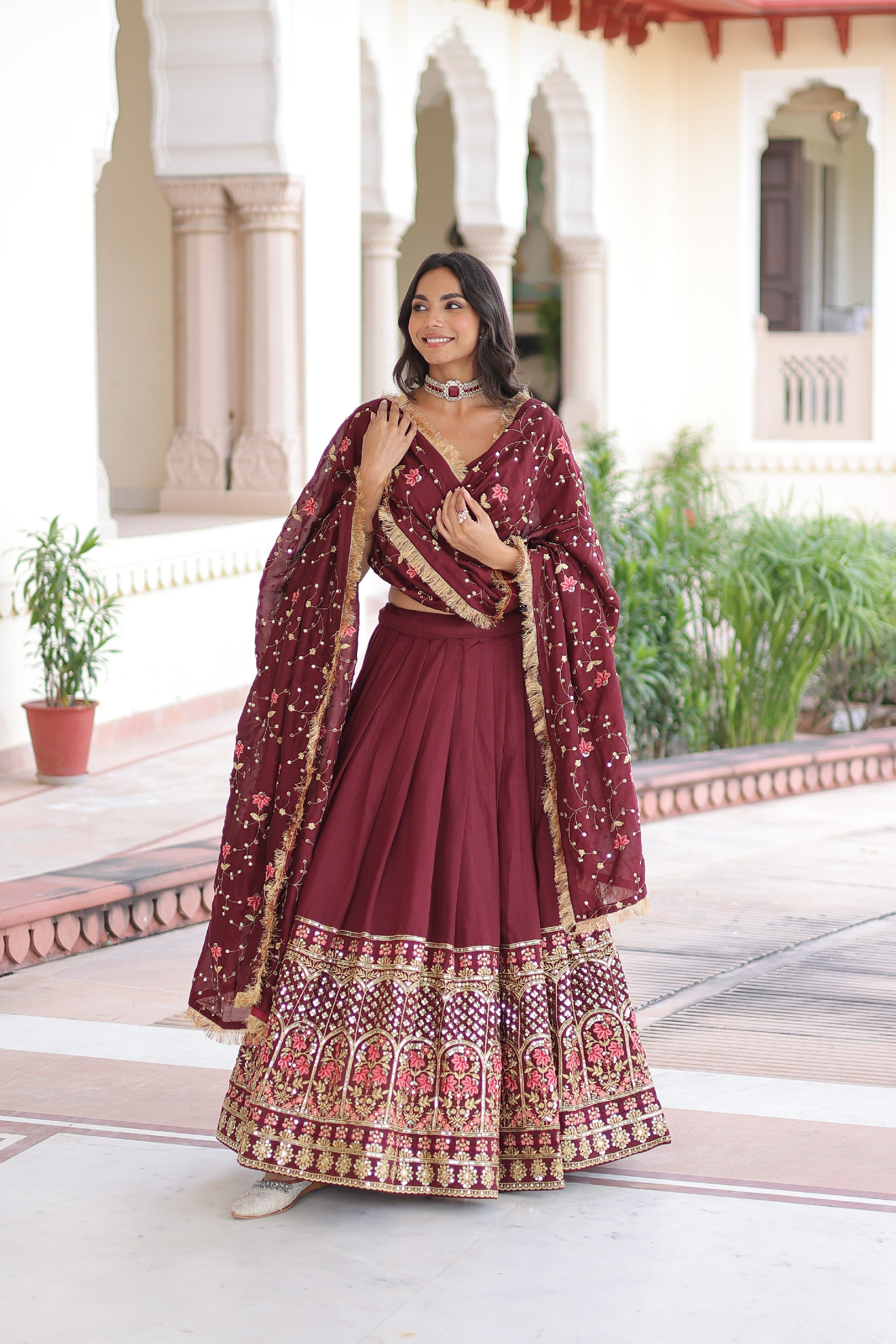 Silk Heavy Sequins Embroidered Festive Lehenga Choli