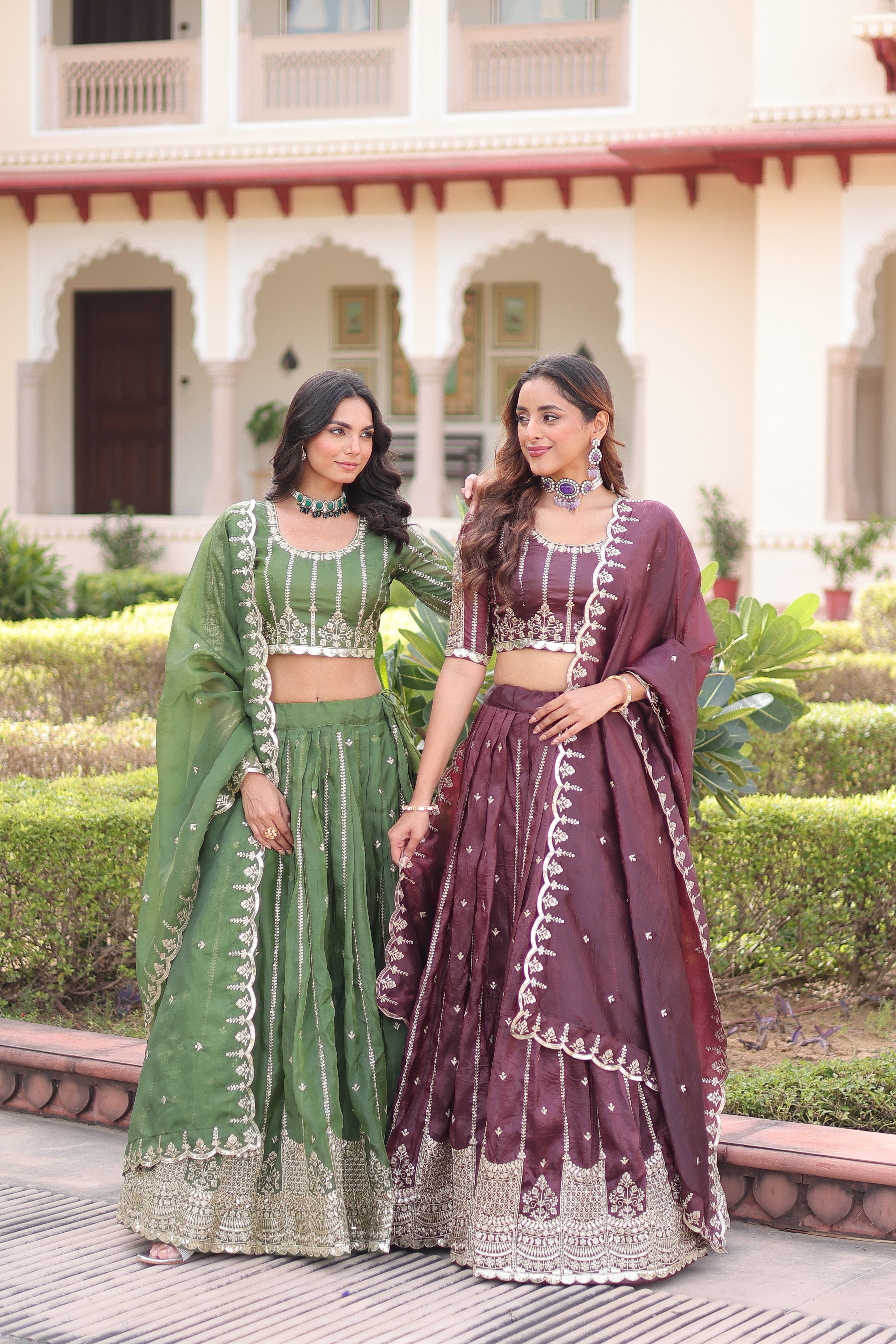 Crushed Embroidered Festive Lehenga Choli for Women